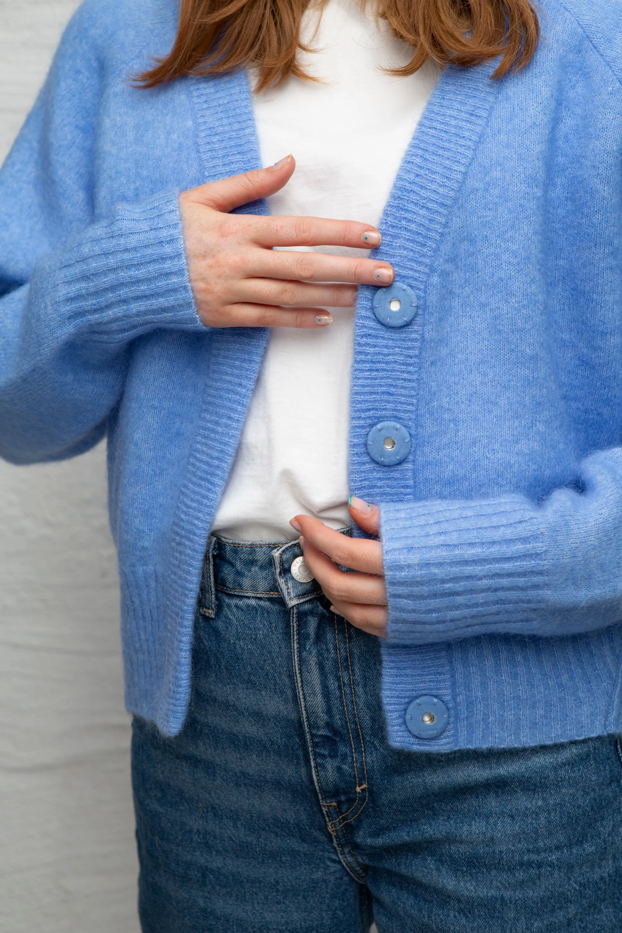 Brook Knit Boxy Cardigan - Cornflower Blue