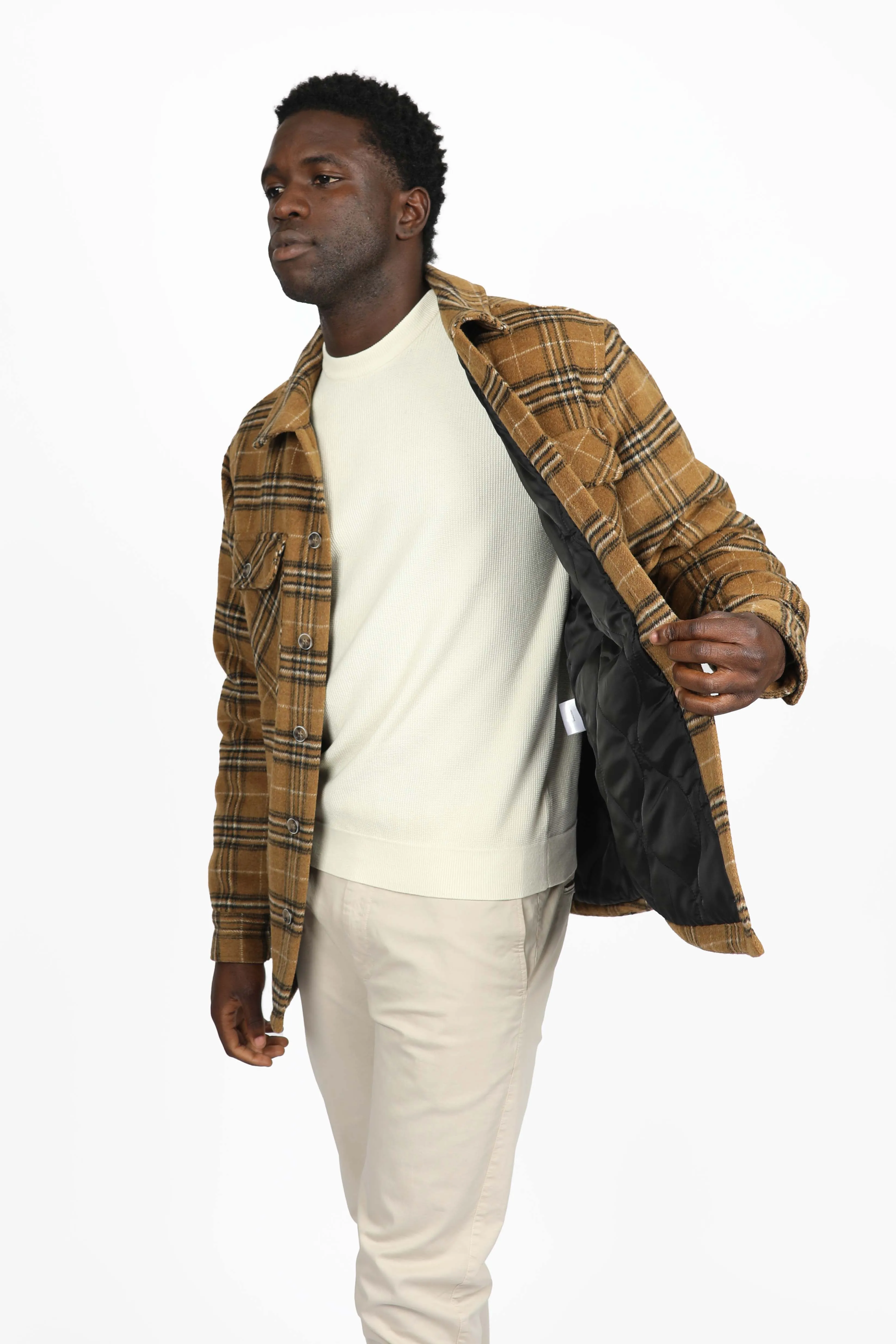 Brown Check Padded Coat