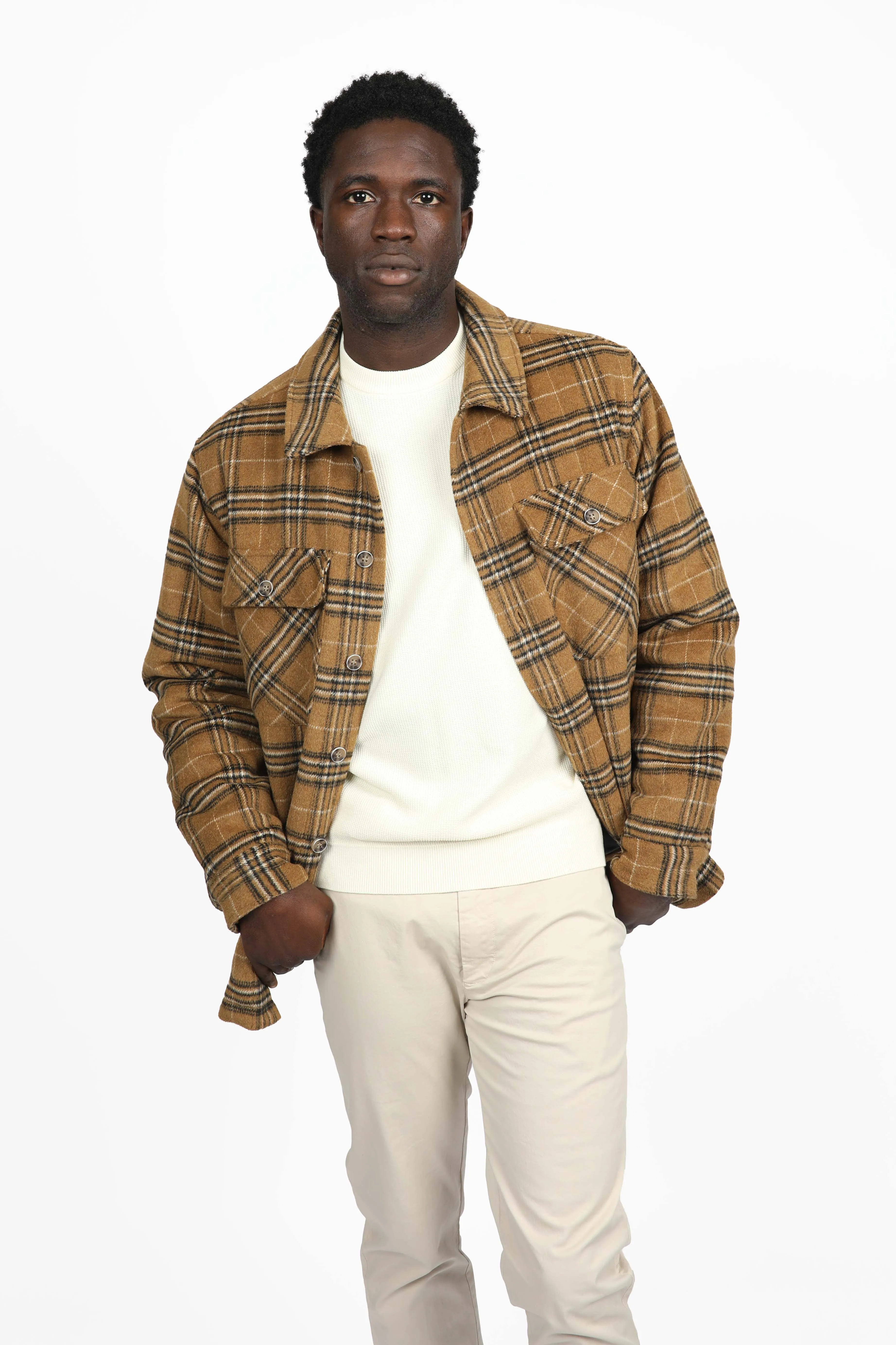 Brown Check Padded Coat