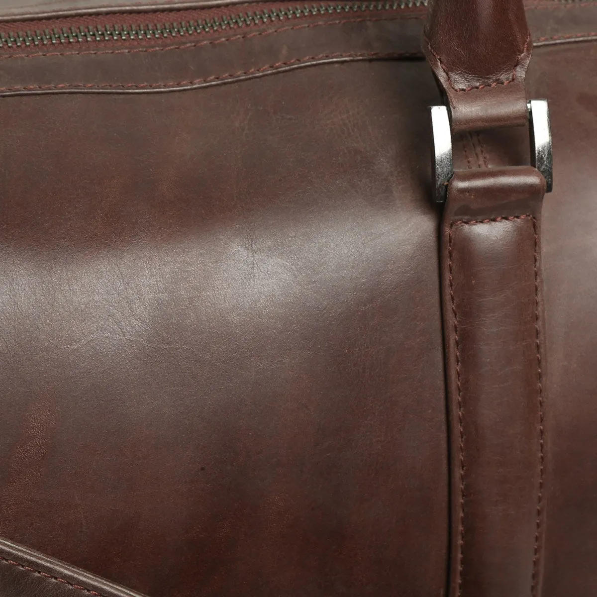 Brown Matte Finish Leather Travel Duffle Bag By Brune & Bareskin