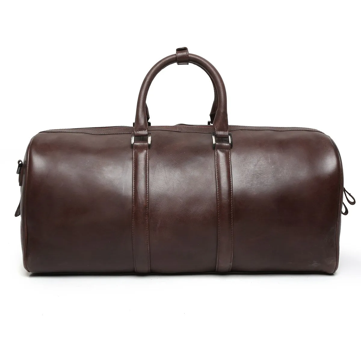 Brown Matte Finish Leather Travel Duffle Bag By Brune & Bareskin