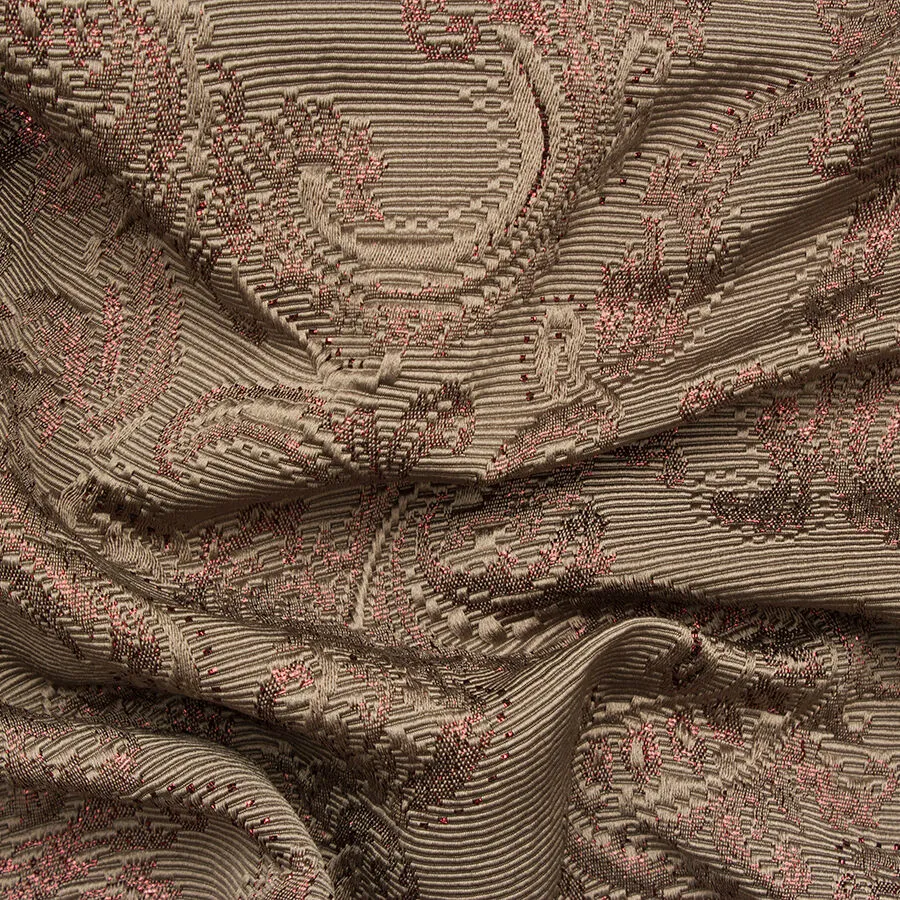 Brown/Red Paisley Metallic Brocade