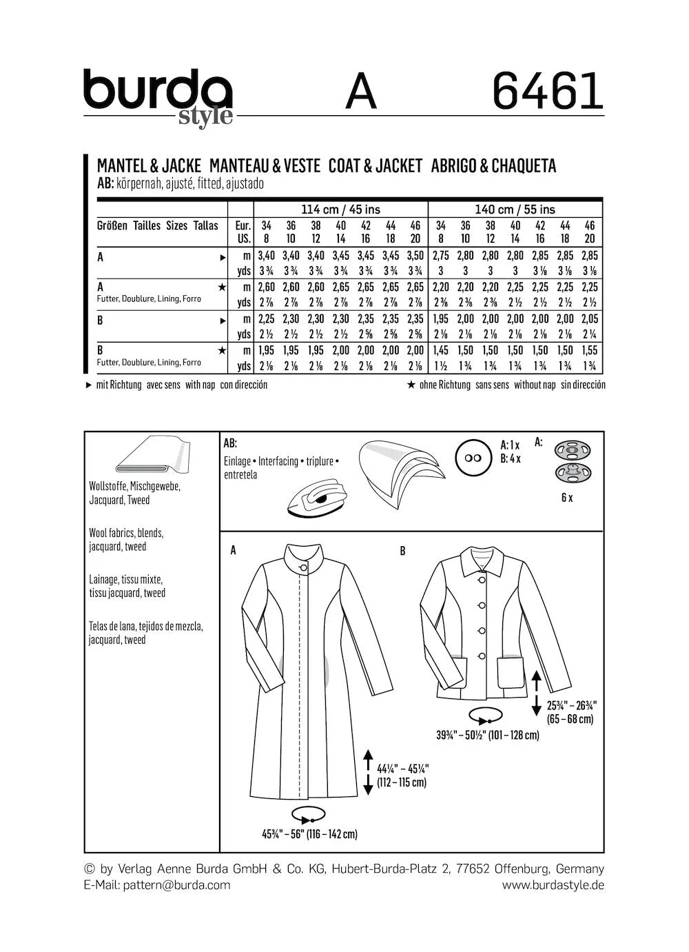 Burda Pattern 6461 (8-20)