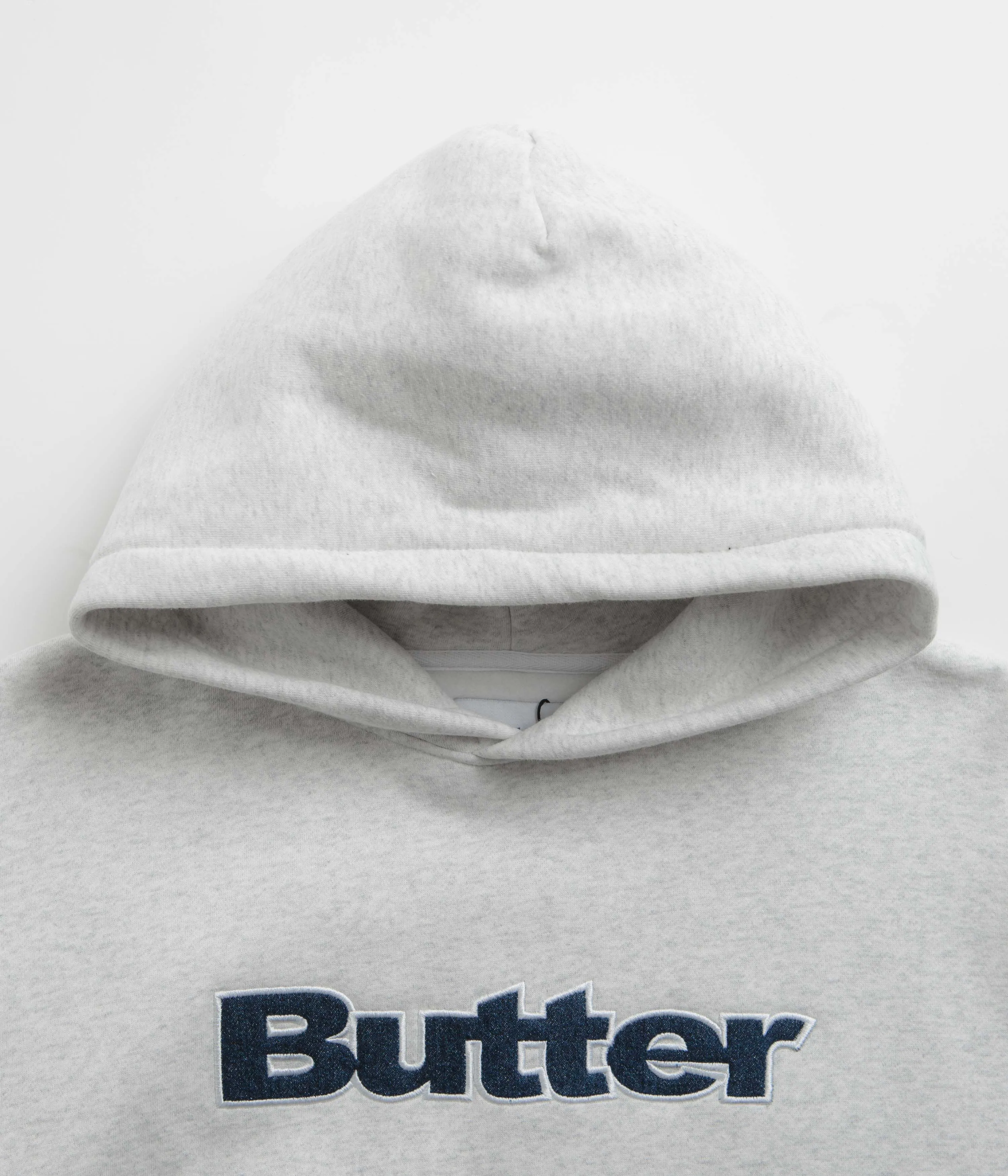 Butter Goods Logo Denim Applique Hoodie - Ash