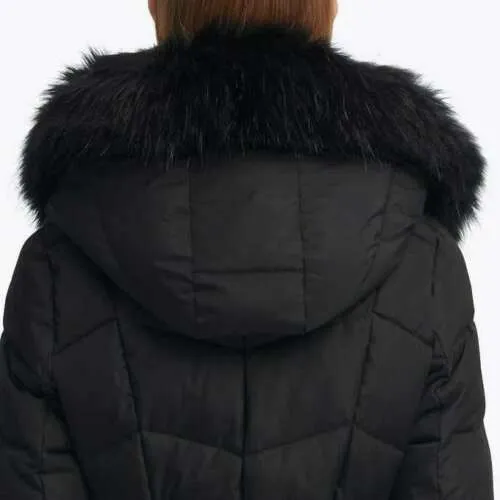 Calvin Klein Faux Fur-Trim Belted Quilted Parka Coat Jacket