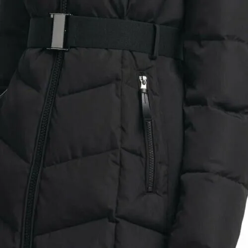 Calvin Klein Faux Fur-Trim Belted Quilted Parka Coat Jacket