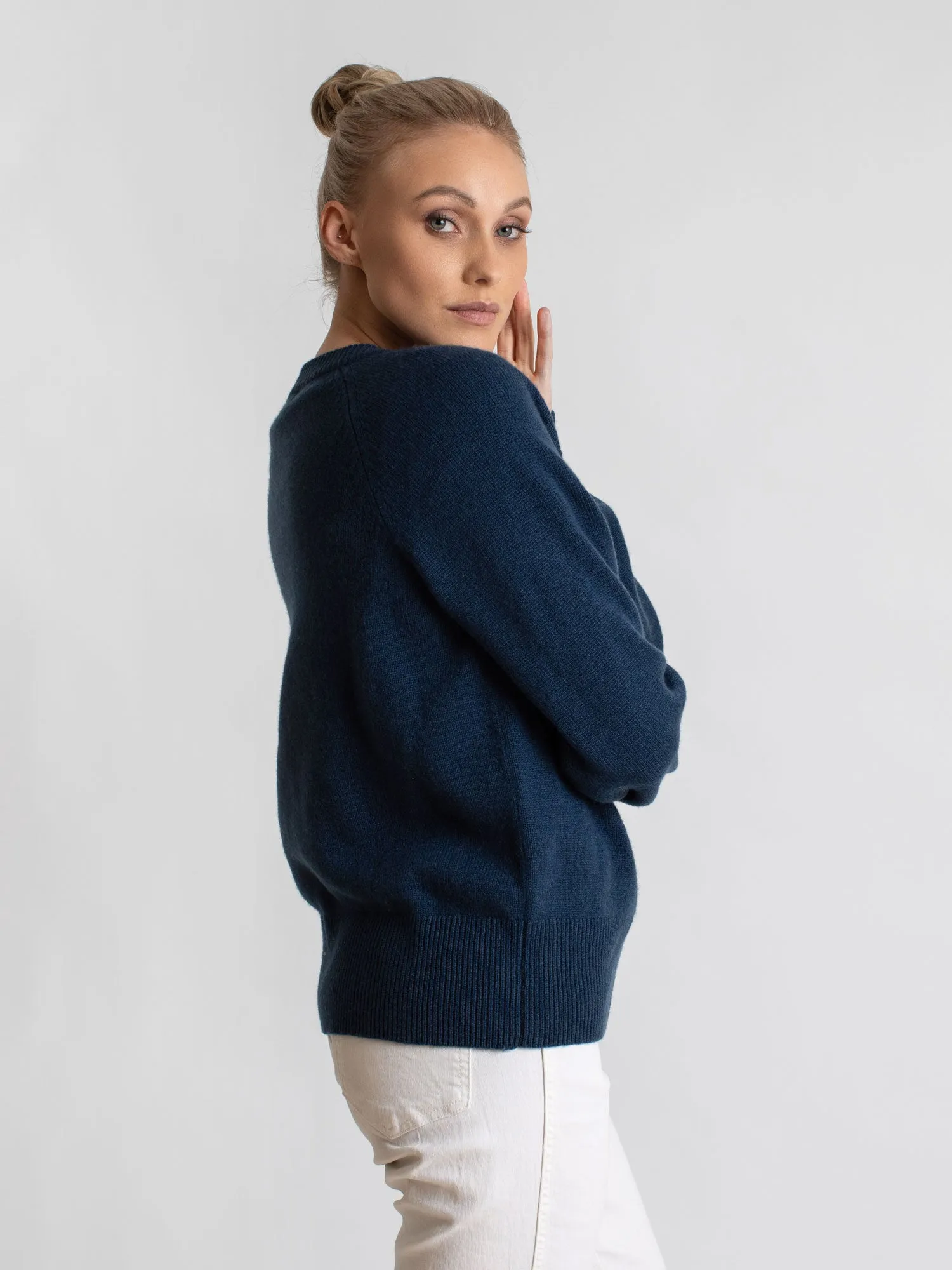 Cashmere cardigan "Eir" - mountain blue