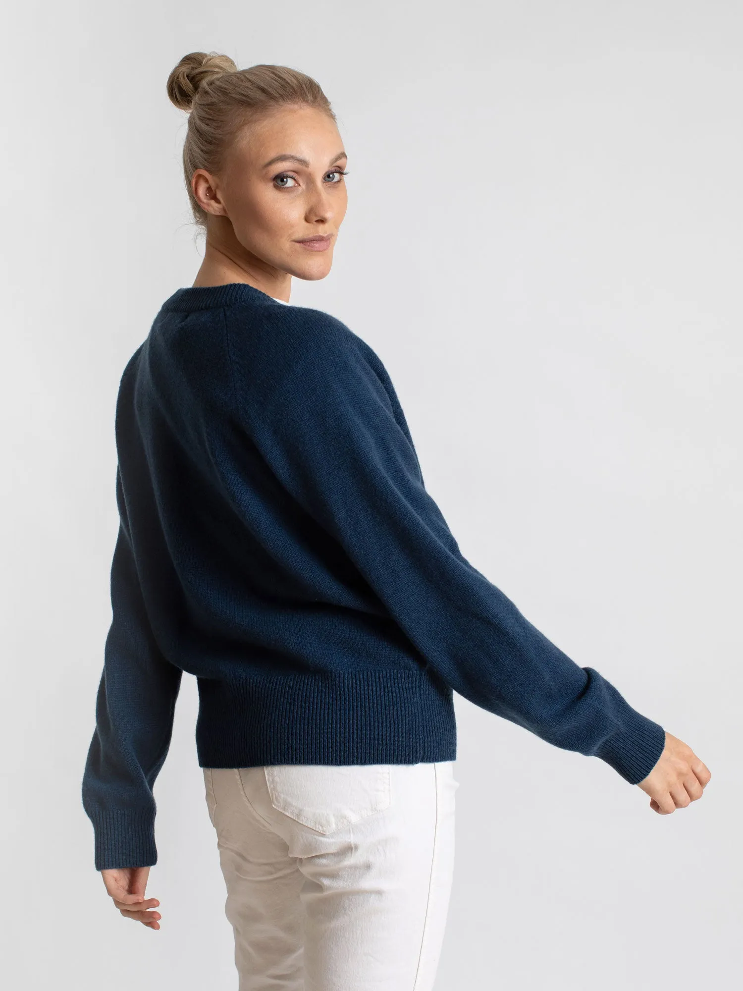 Cashmere cardigan "Eir" - mountain blue