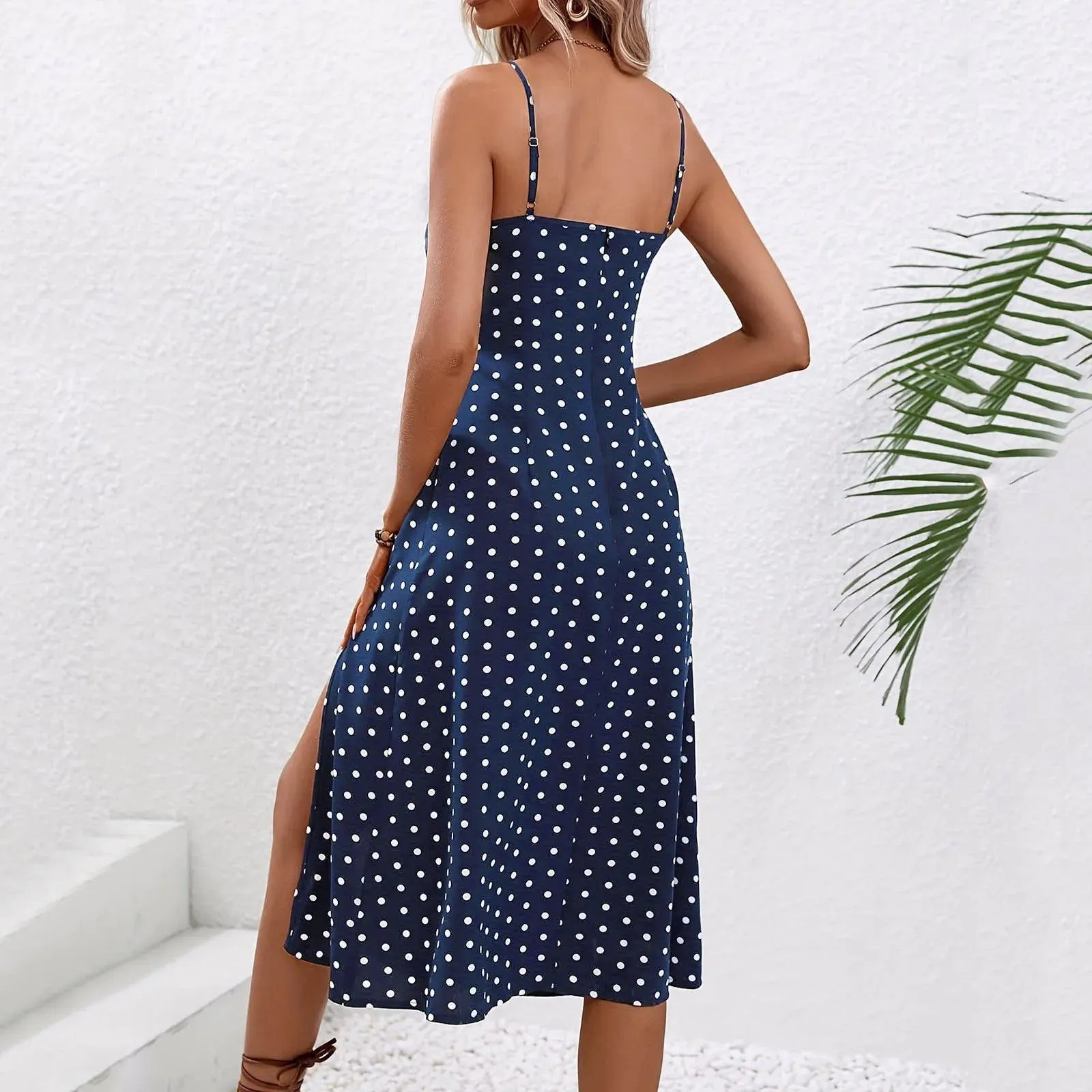 Casual Lace-Up Floral Print Summer Dress Sexy Strappy Hight Split Boho Dresses Backless Holiday Sundresses Women Robe Femme