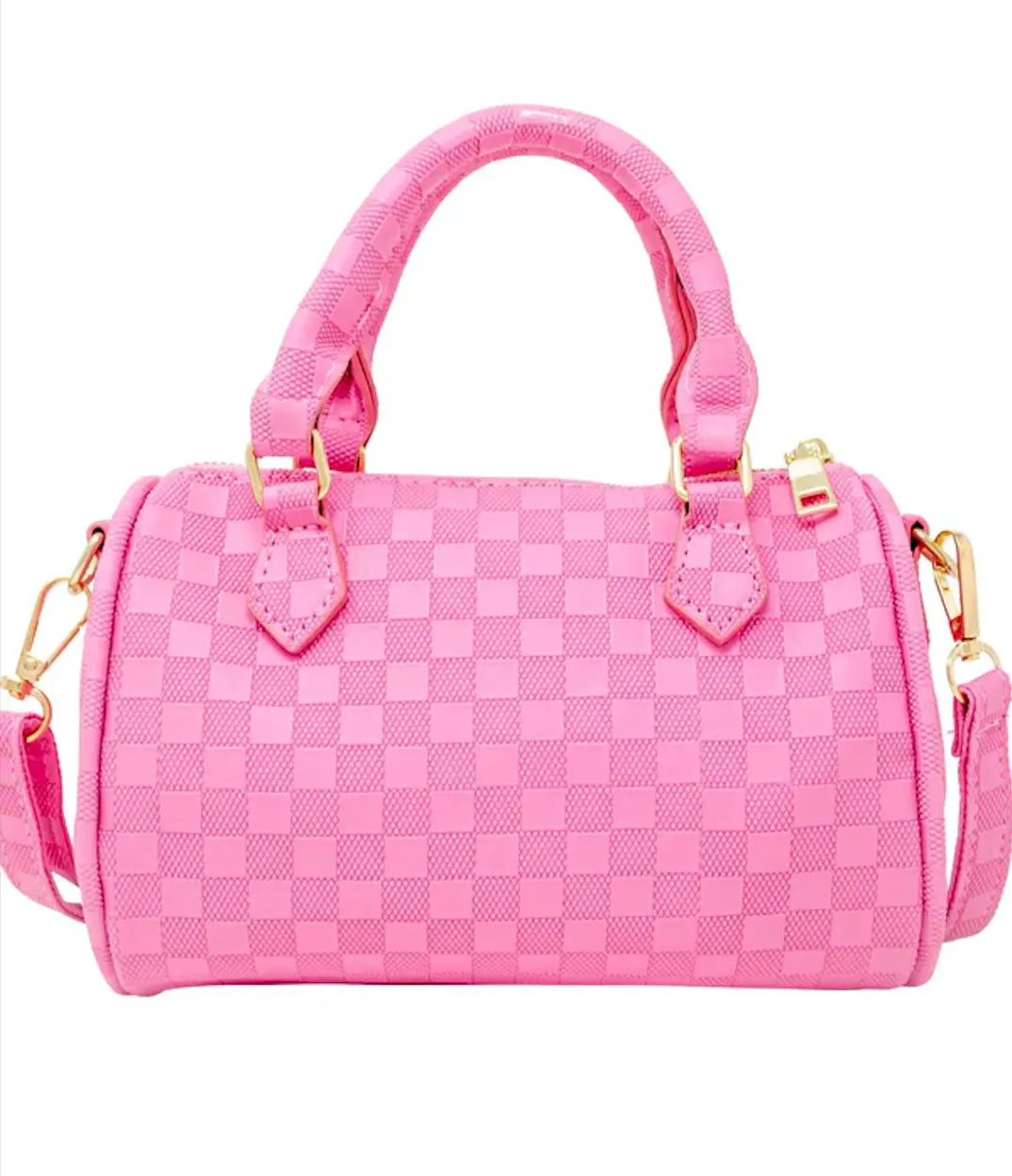 Checkered Canvas Duffle Handbag