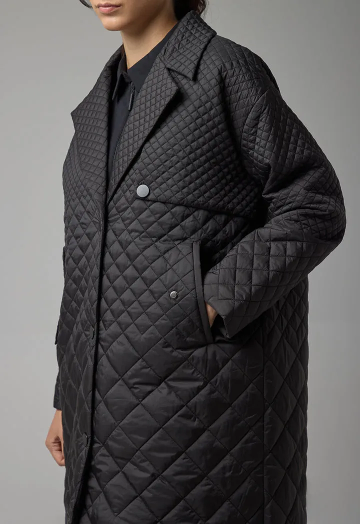 Choice Quilted Midi Winter Coat Black