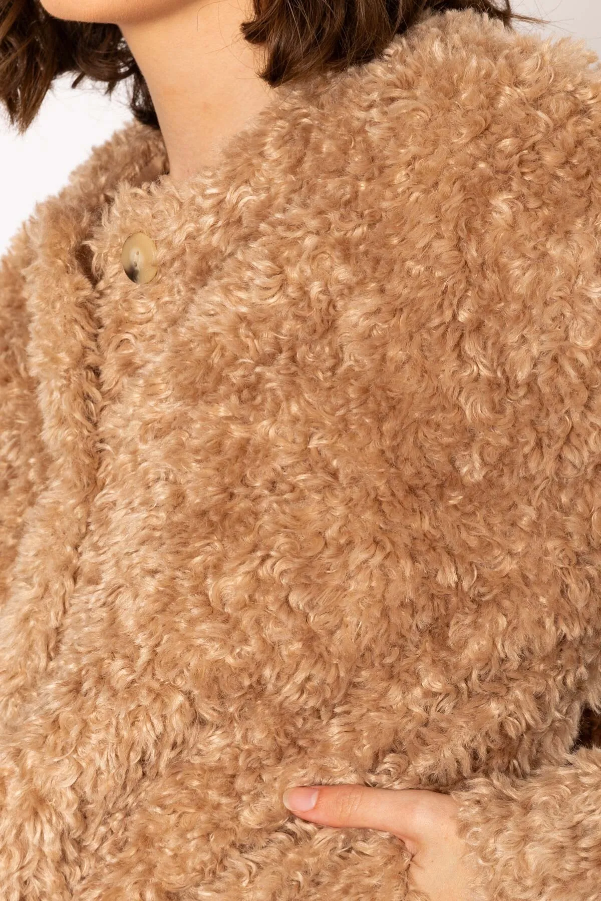 Cosy Camel Furry Short Coat