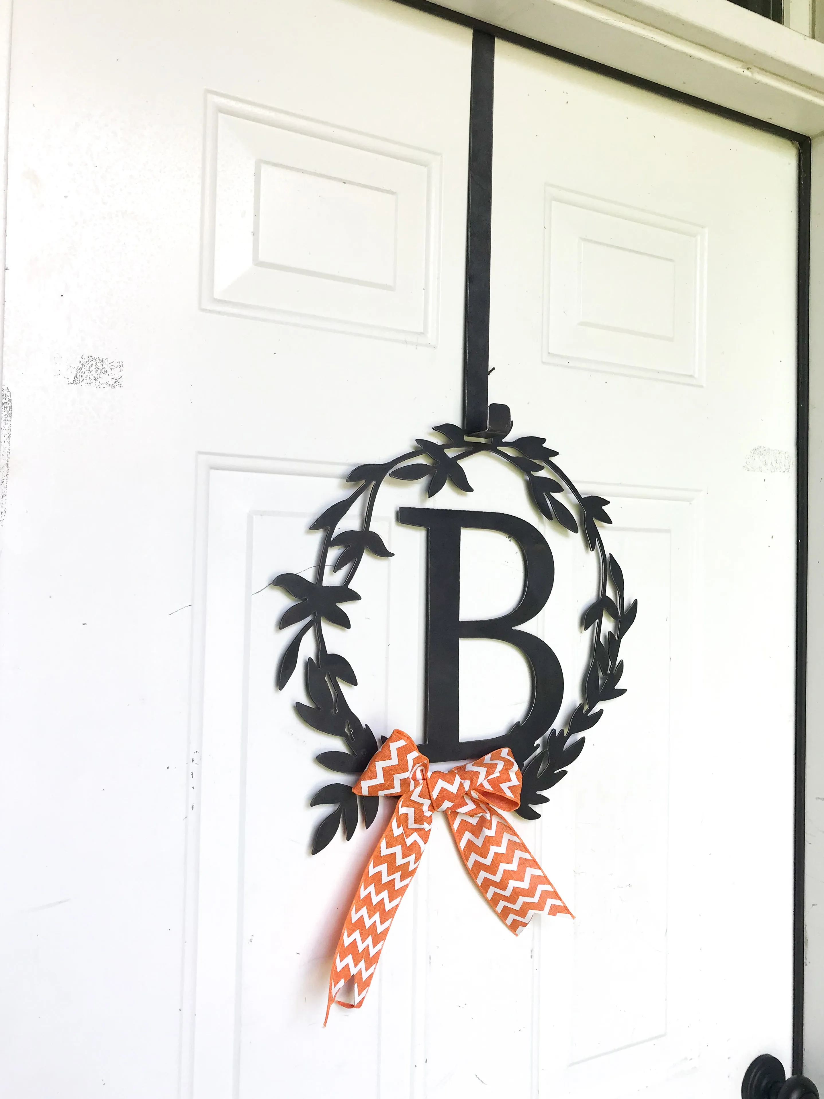 Custom Metal Monogram Elegant Summer Wreath - Initial Letter Front Door Hanger Decor