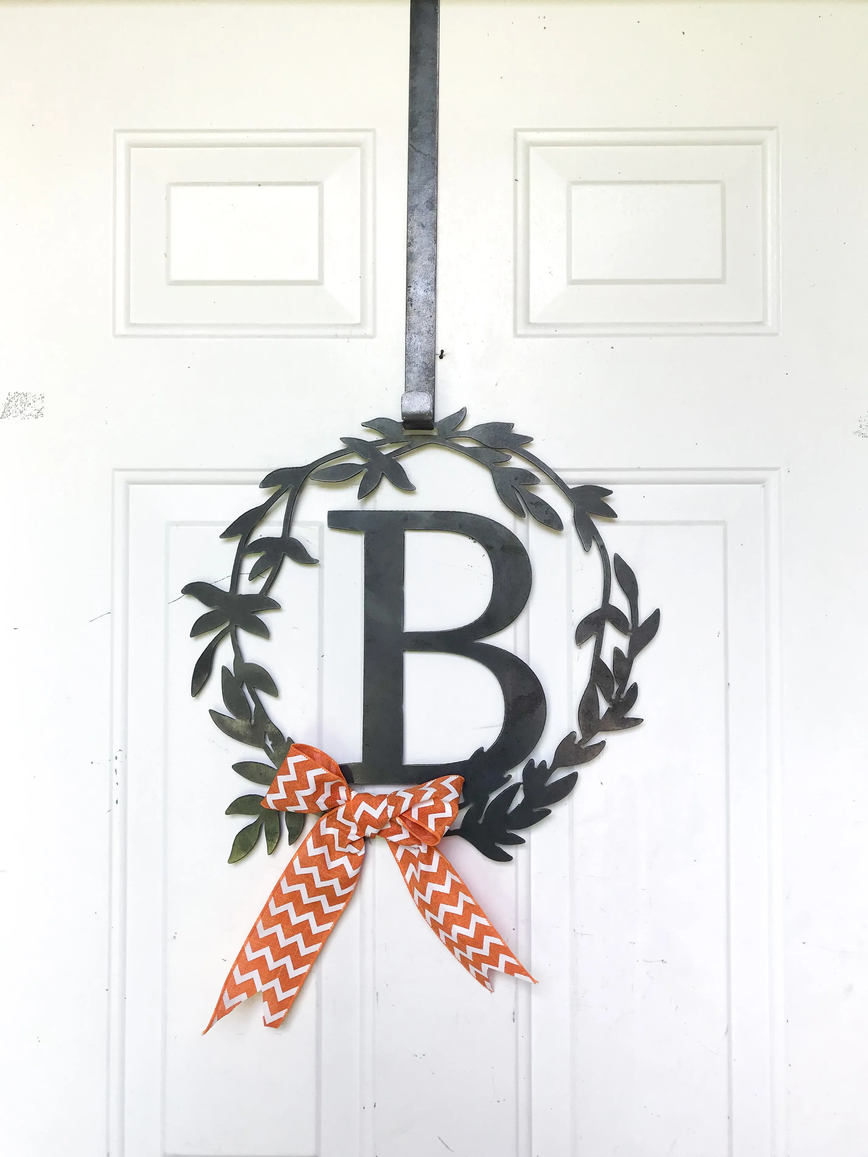 Custom Metal Monogram Elegant Summer Wreath - Initial Letter Front Door Hanger Decor