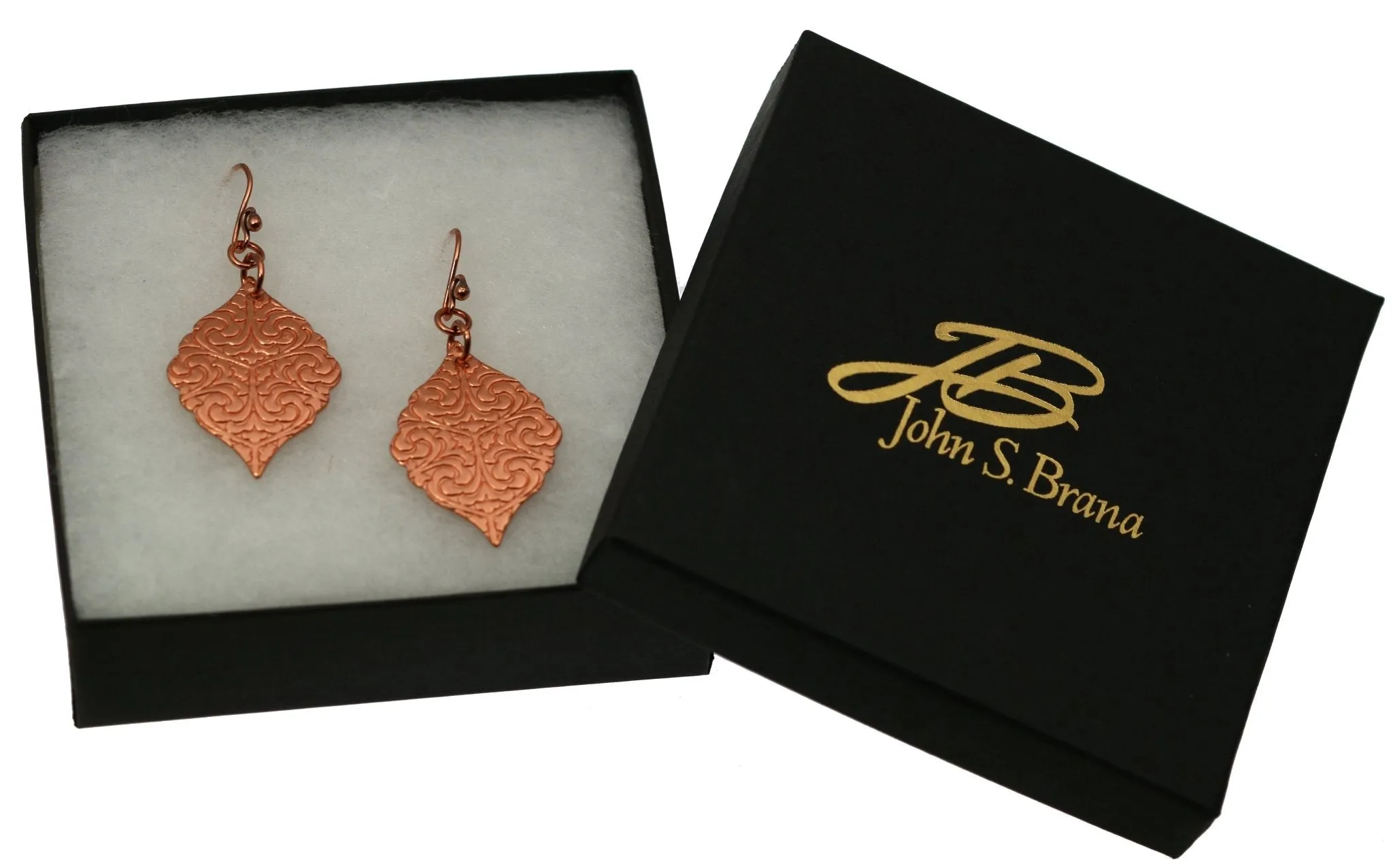 Damask Embossed Copper Moroccan Drop Earrings