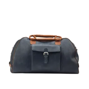 DapperFam Luxe Men's Travel Duffle in Cognac Painted Full Grain