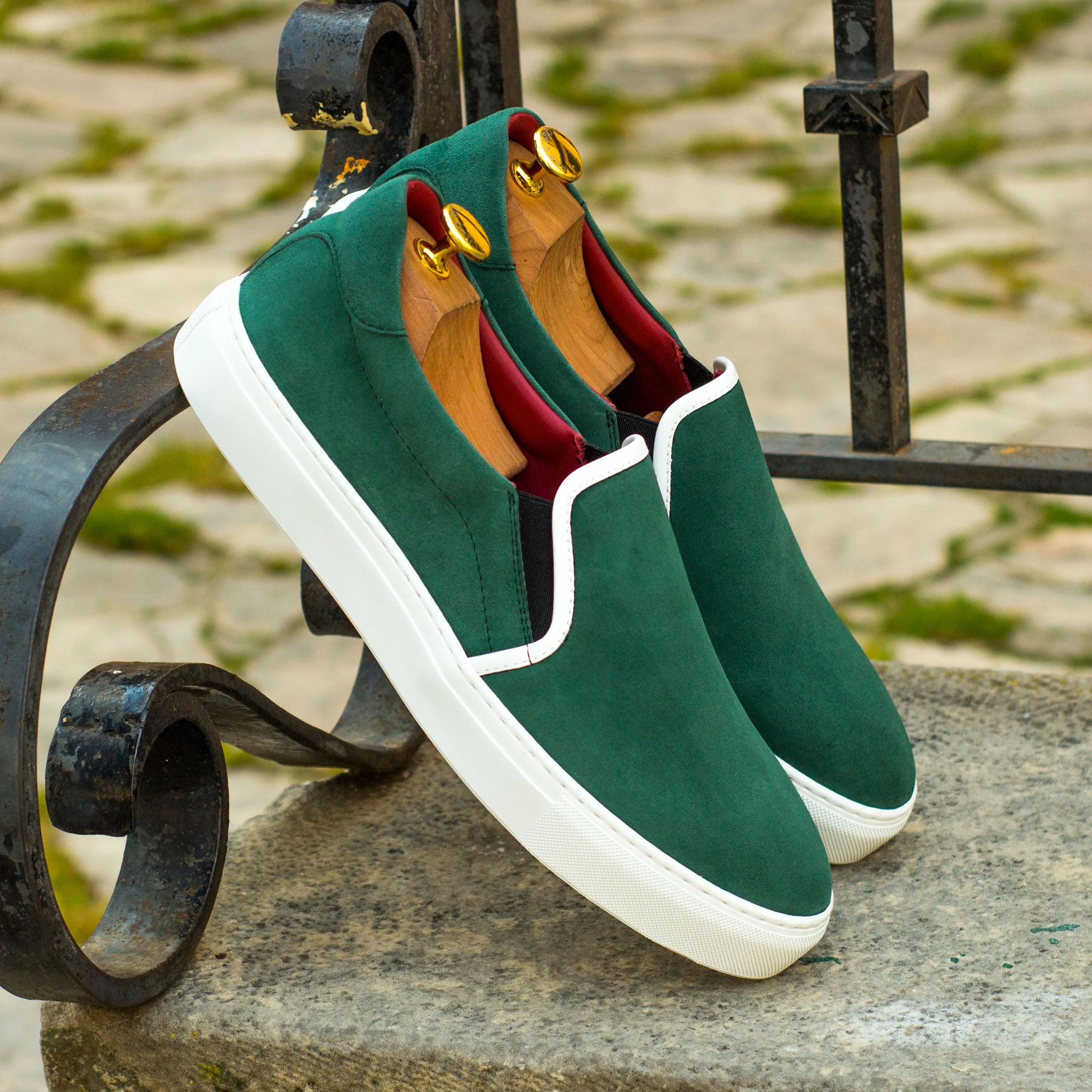 DapperFam Versado in Forest Men's Italian Suede Slip On