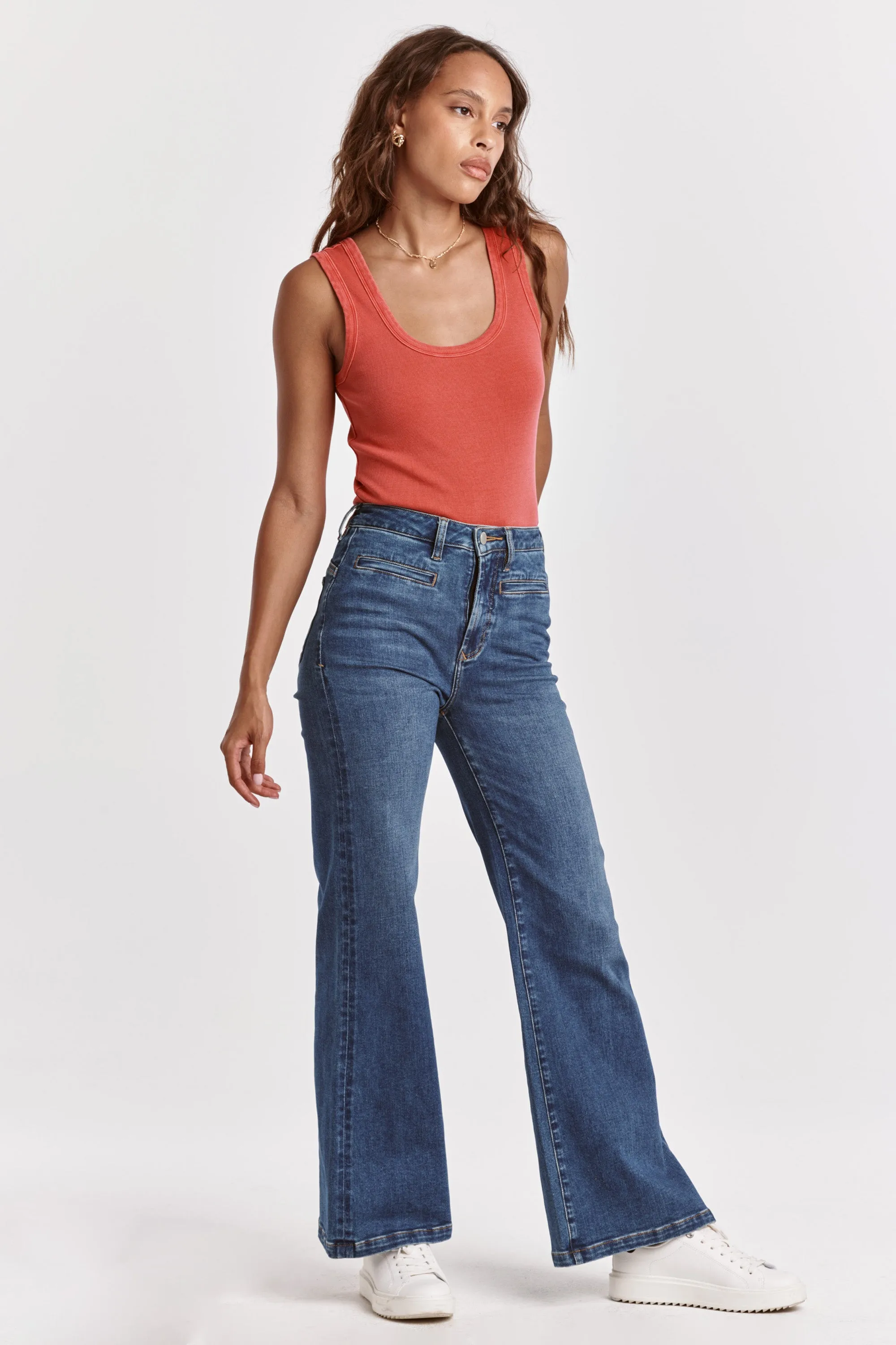 Dear John Fiona Super High Rise Wide Leg Jeans in Tempo