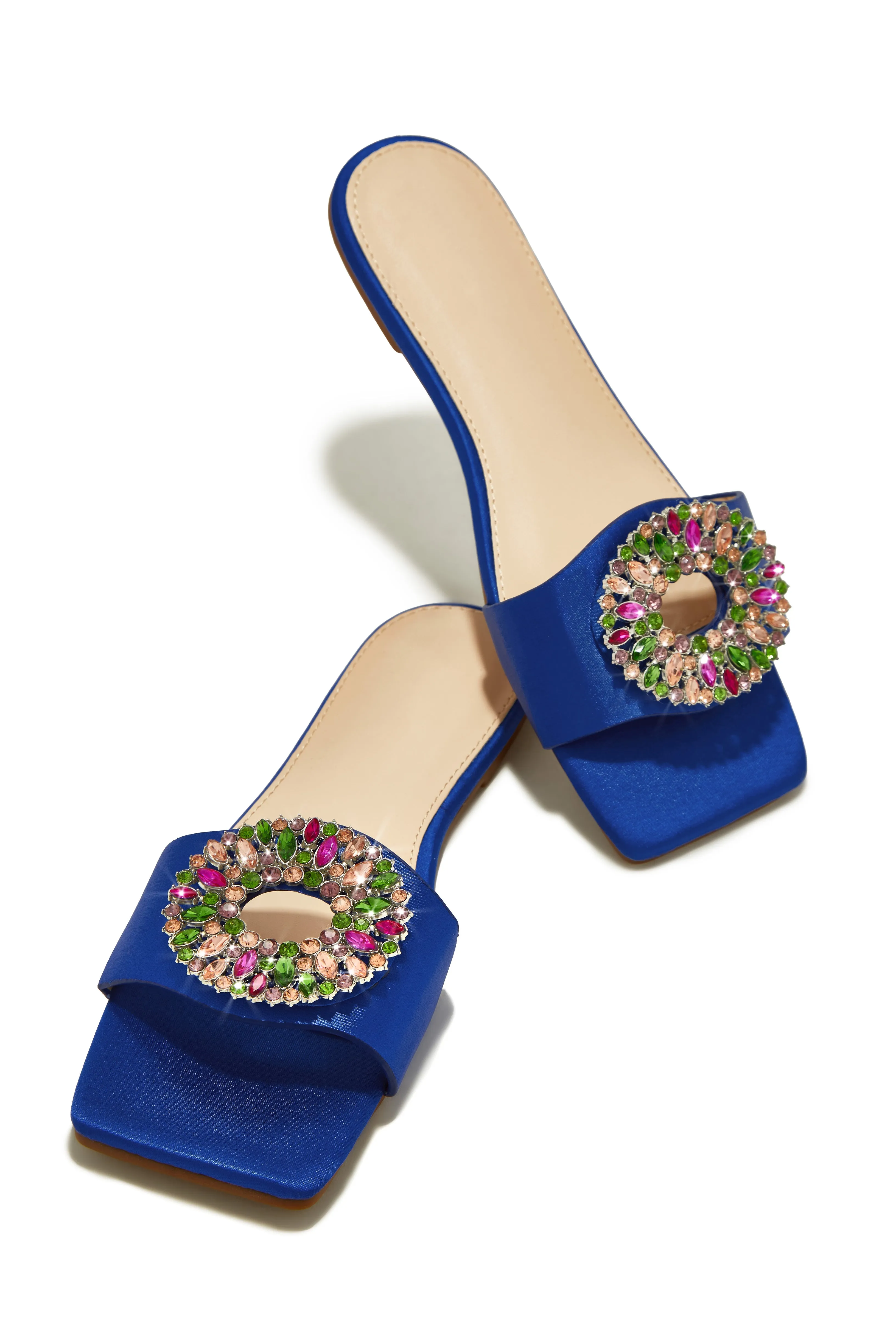 Dolce Summer Embellished Slip On Sandals - Blue