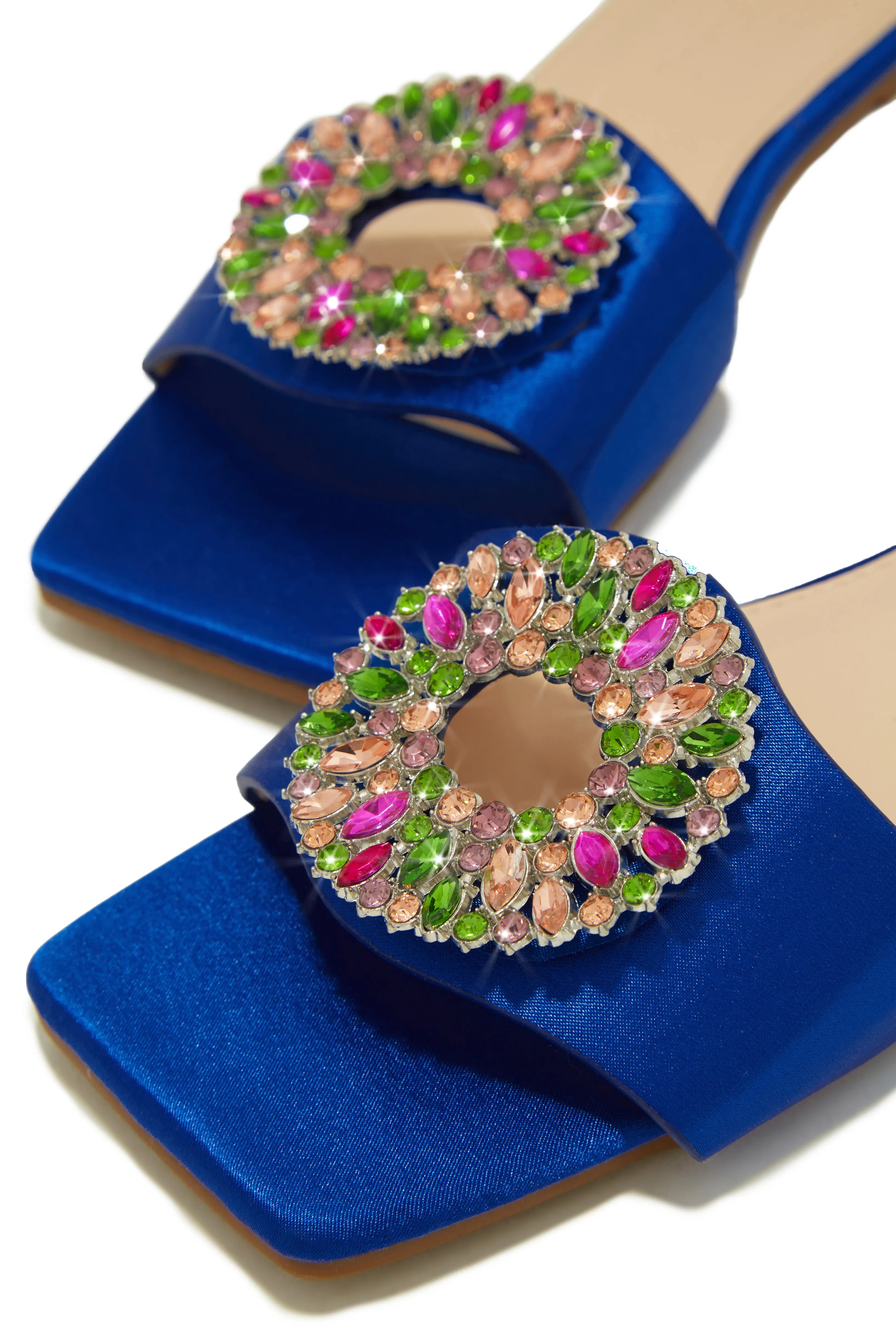 Dolce Summer Embellished Slip On Sandals - Blue