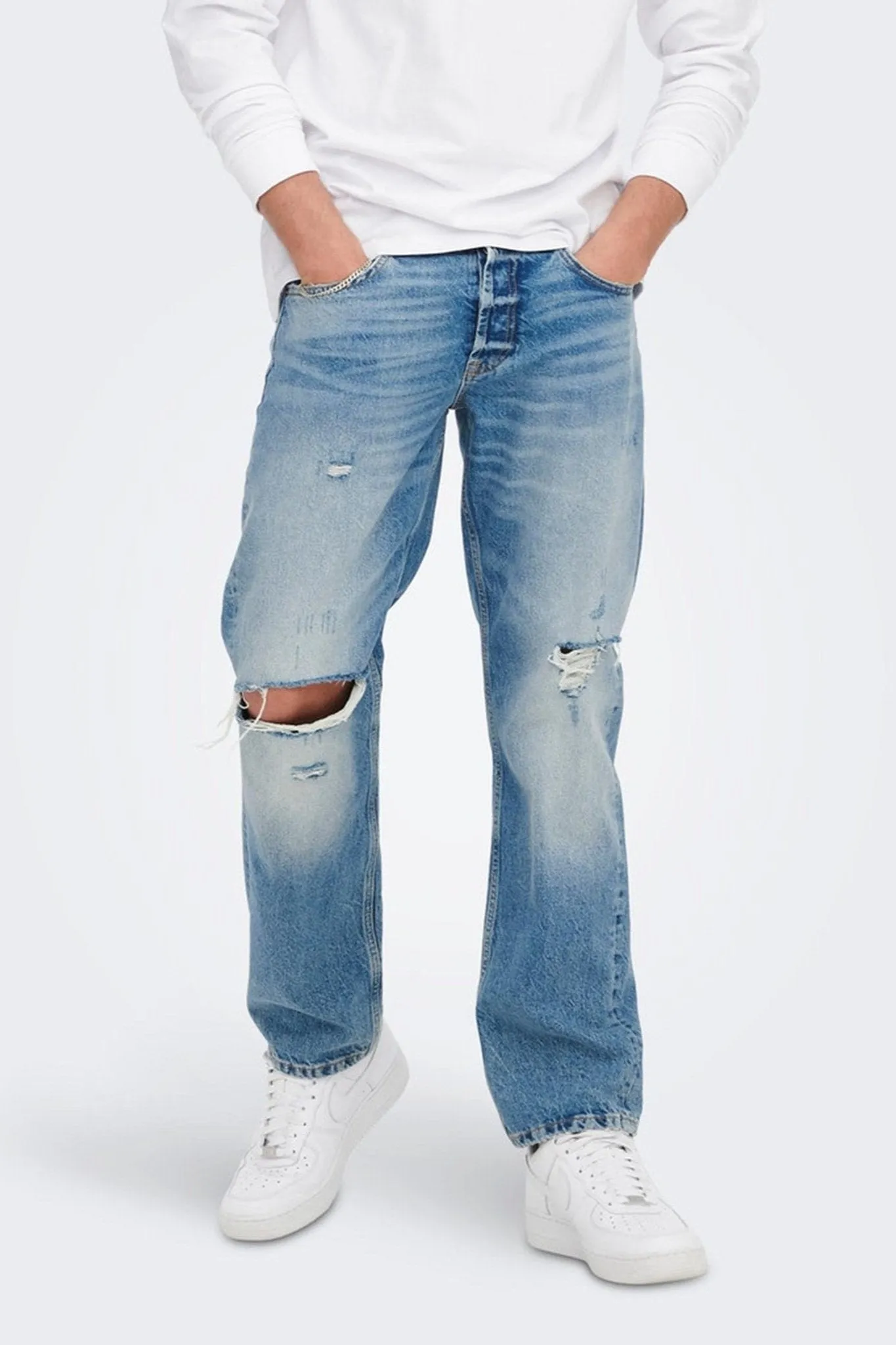 Edge Loose Jeans - Light Blue Denim