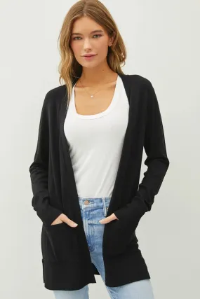 ESSENTIAL OPEN FRONT KNIT SWEATER CARDIGAN