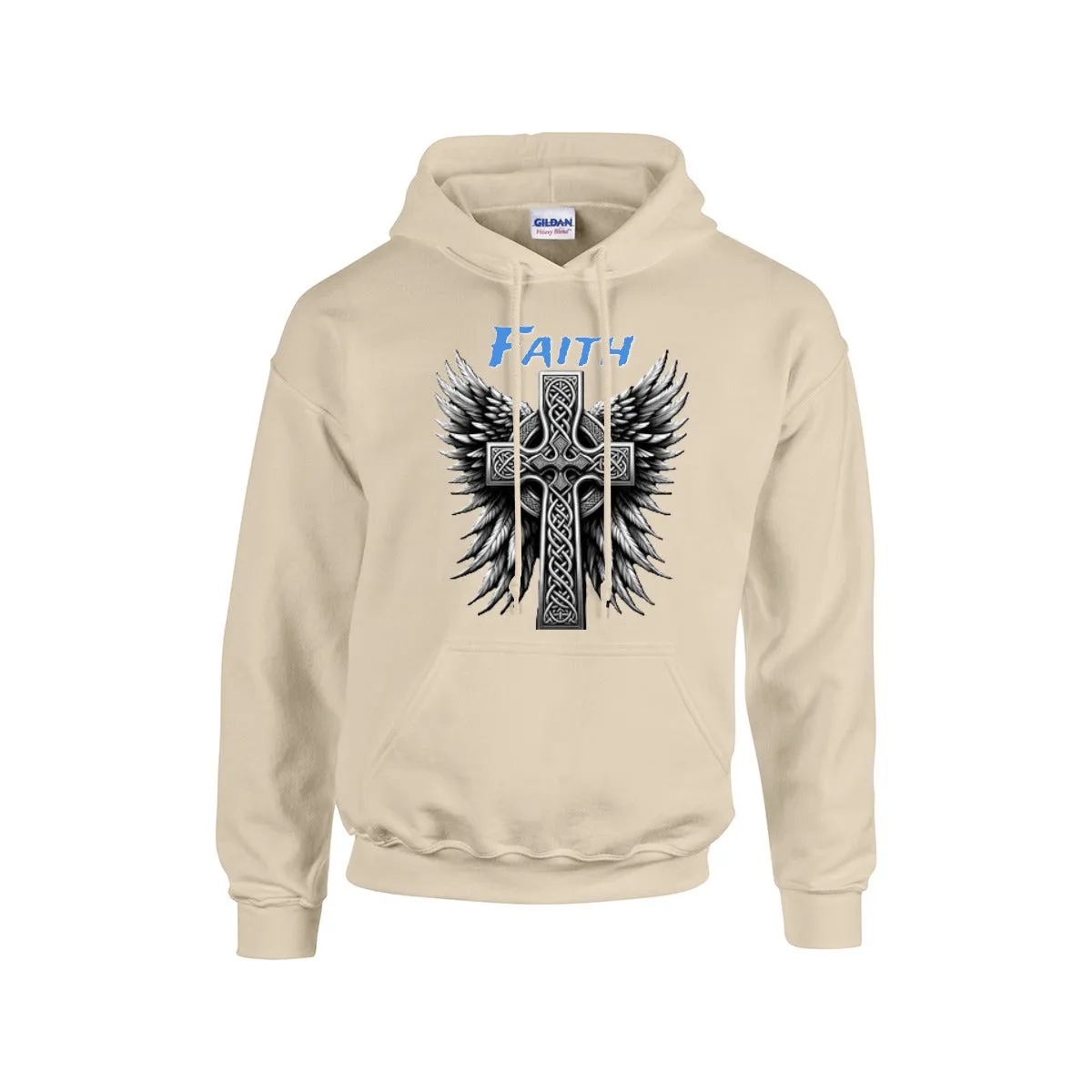 FAITH WITH CROSS AND WINGS Hoodie For The USA |Gildan 18500