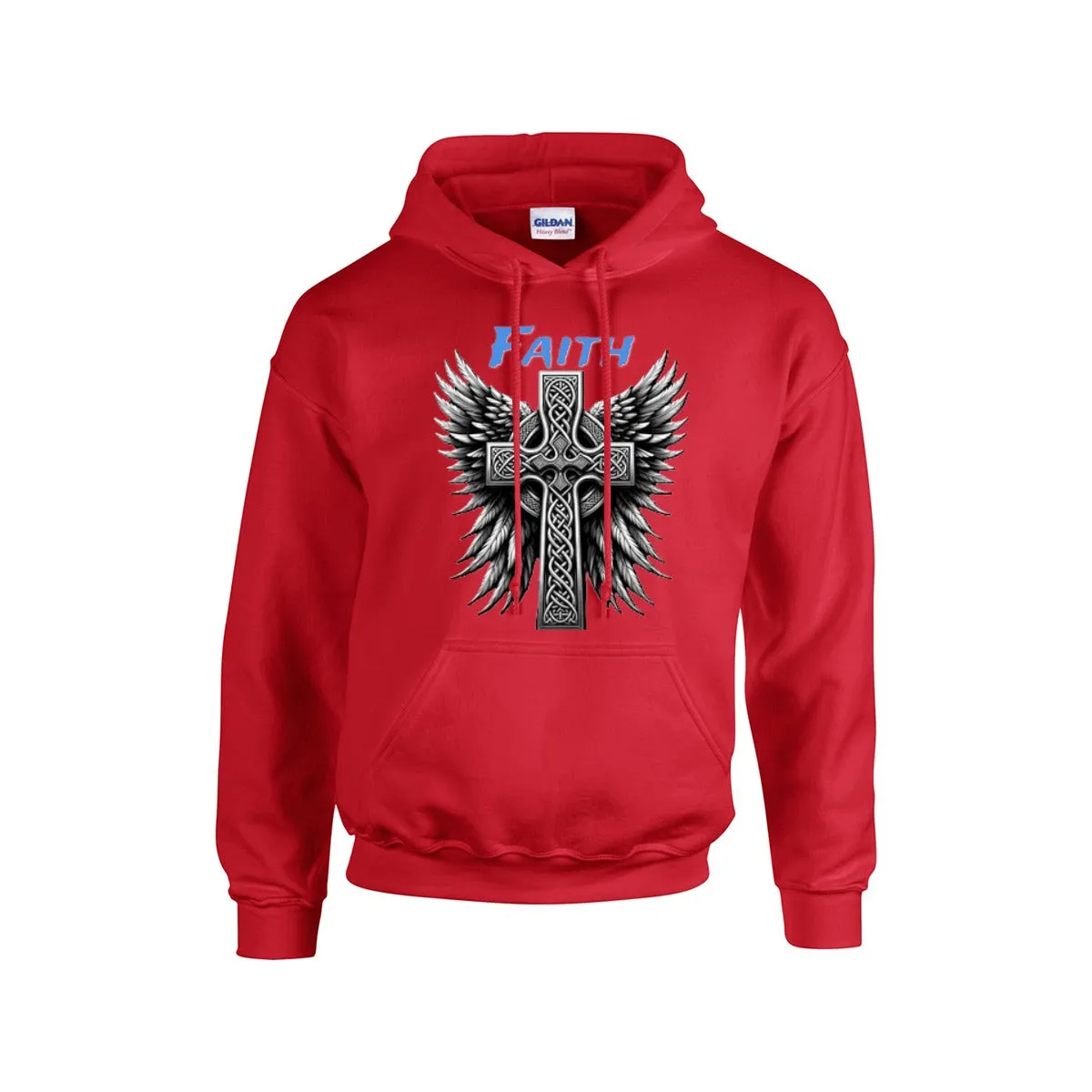 FAITH WITH CROSS AND WINGS Hoodie For The USA |Gildan 18500