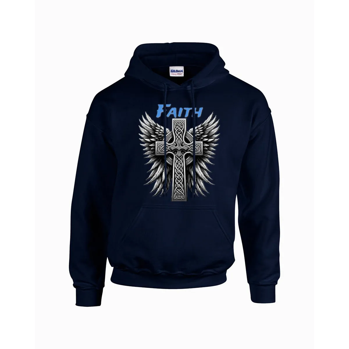 FAITH WITH CROSS AND WINGS Hoodie For The USA |Gildan 18500