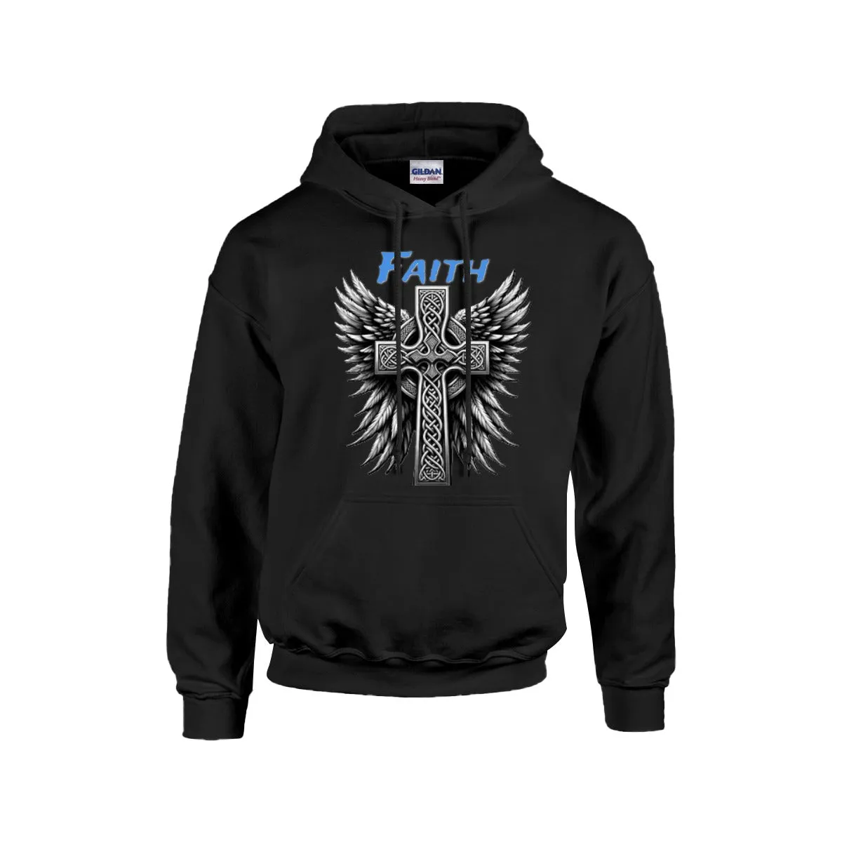 FAITH WITH CROSS AND WINGS Hoodie For The USA |Gildan 18500