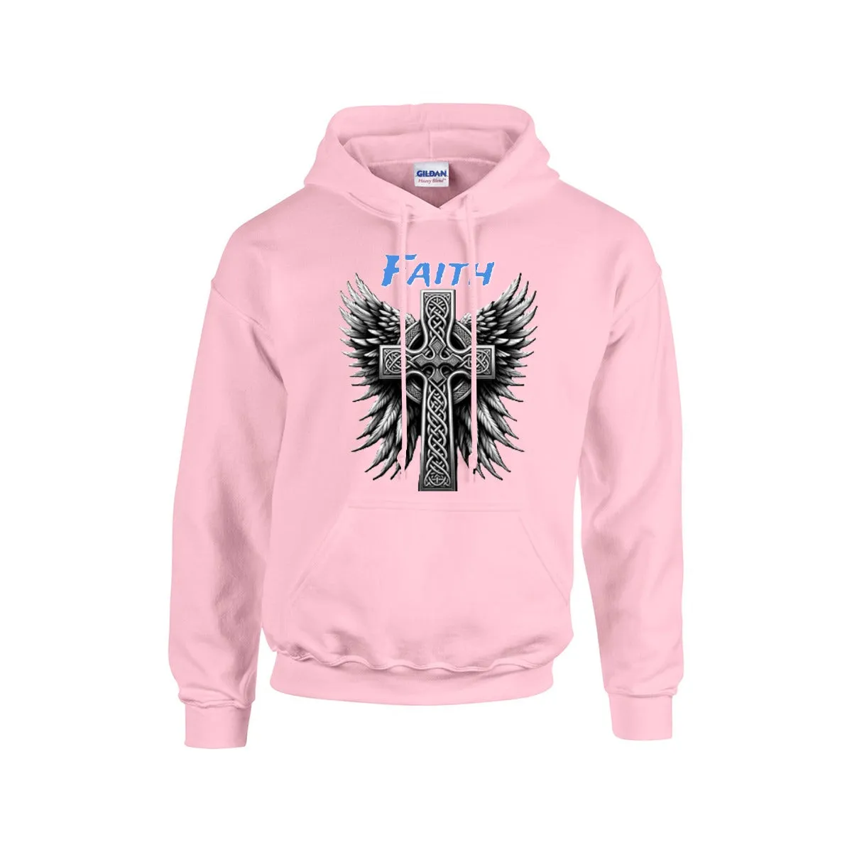 FAITH WITH CROSS AND WINGS Hoodie For The USA |Gildan 18500