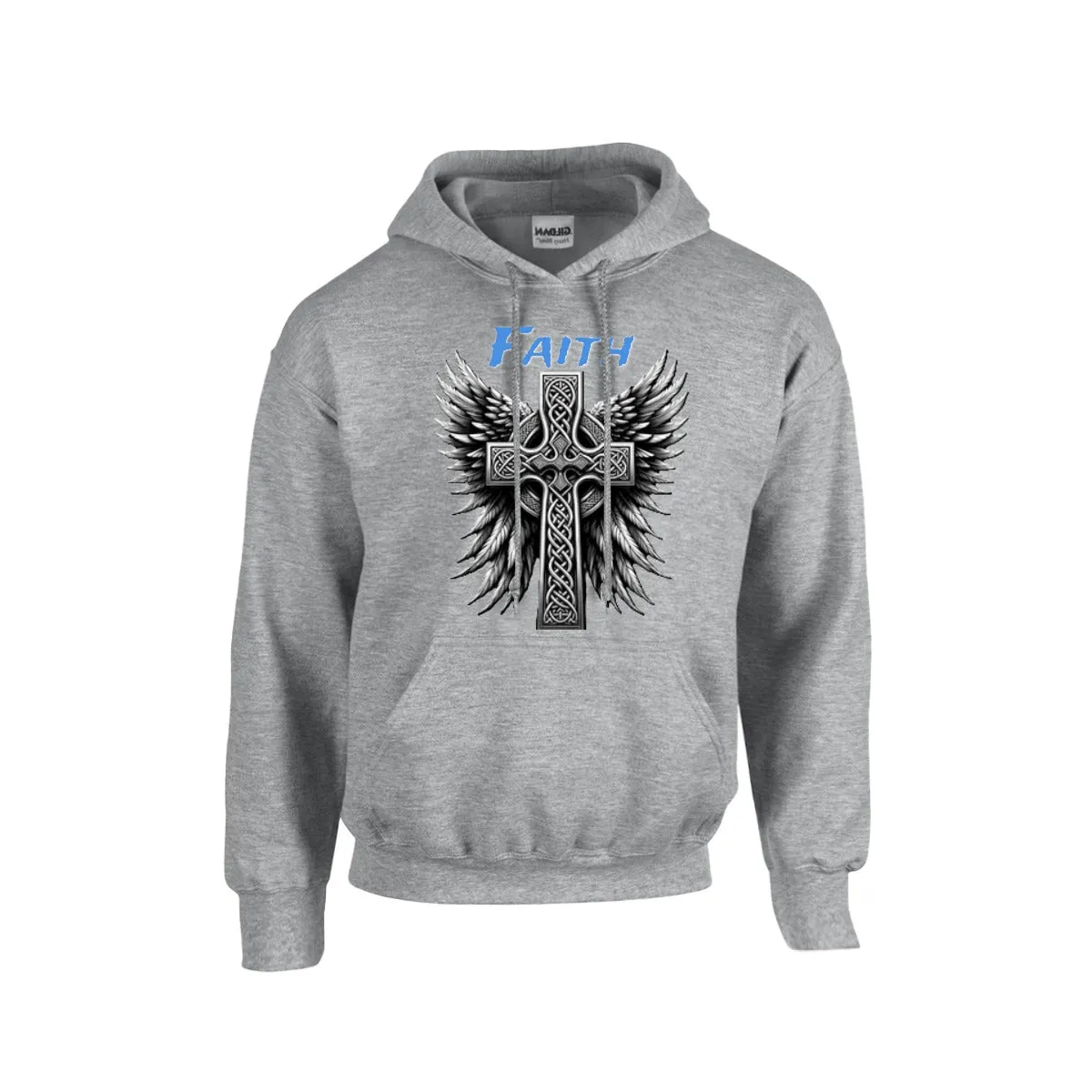 FAITH WITH CROSS AND WINGS Hoodie For The USA |Gildan 18500