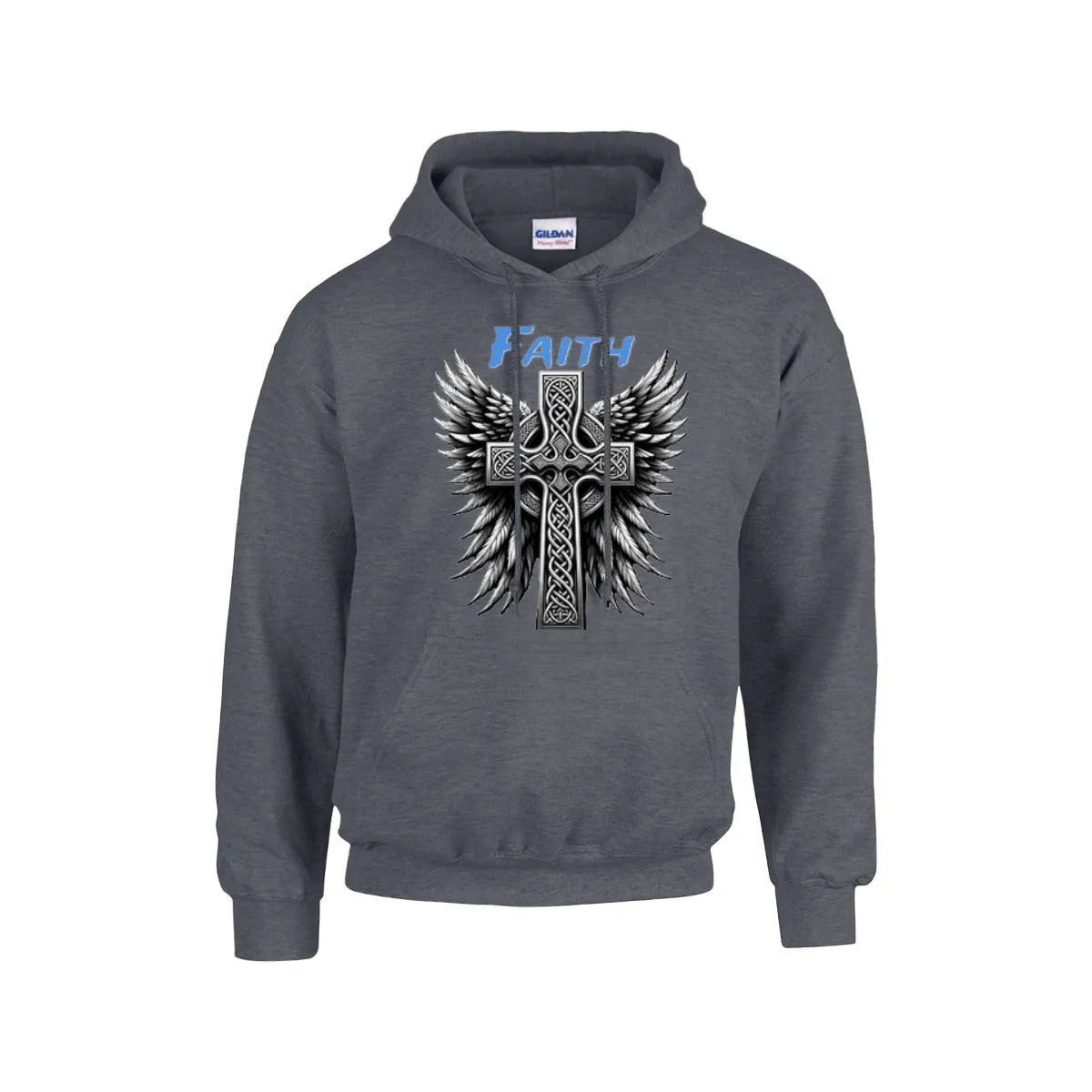 FAITH WITH CROSS AND WINGS Hoodie For The USA |Gildan 18500