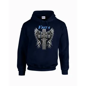 FAITH WITH CROSS AND WINGS Hoodie For The USA |Gildan 18500