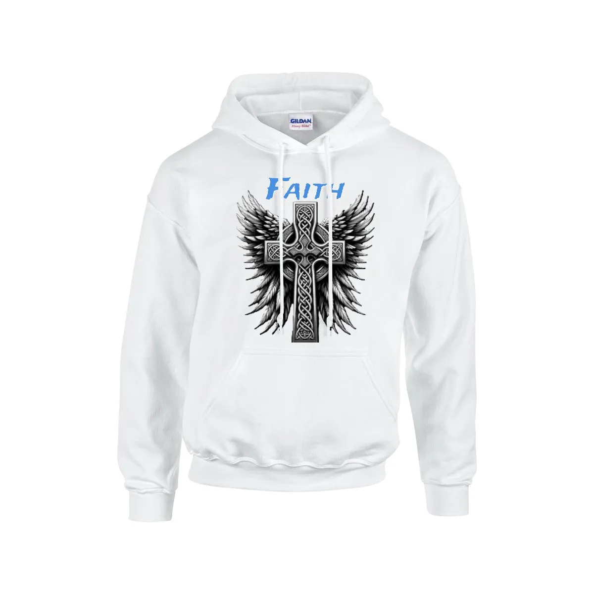 FAITH WITH CROSS AND WINGS Hoodie For The USA |Gildan 18500