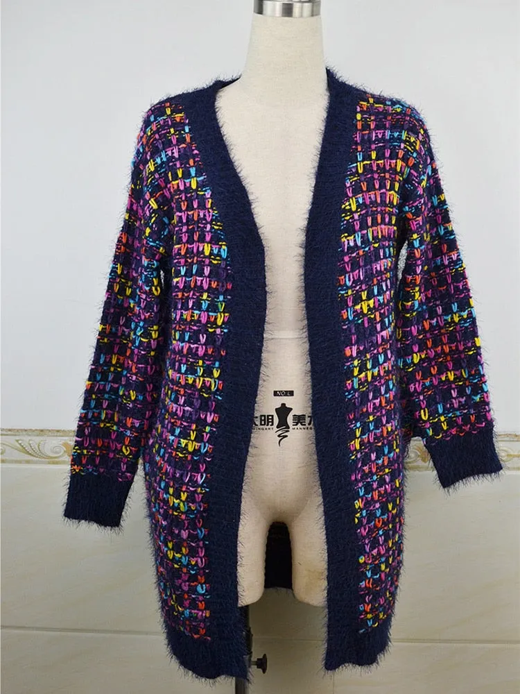 FashionSierra - Fitshinling Bohemian Plaid Cardigans Vintage Long Coat Female Jacket Knitwear Winter Slim Sweater