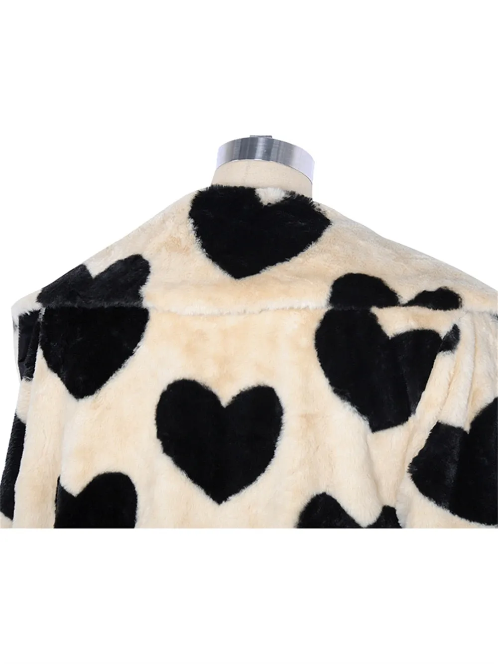 Faux Fur Heart Long Winter Coat