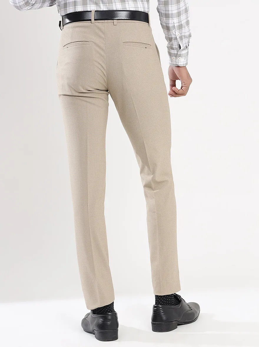 Fawn Checked Super Slim Fit Formal Trouser | JadeBlue