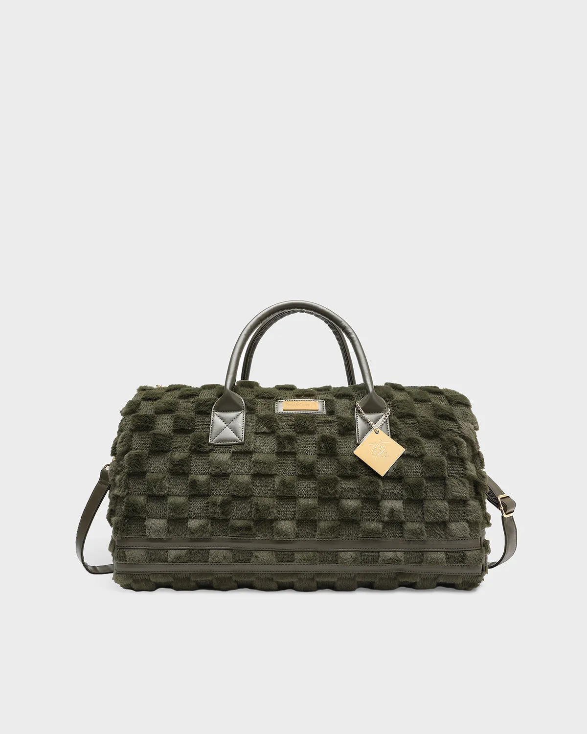 Fluffy Weekender Duffle Bag in Olive