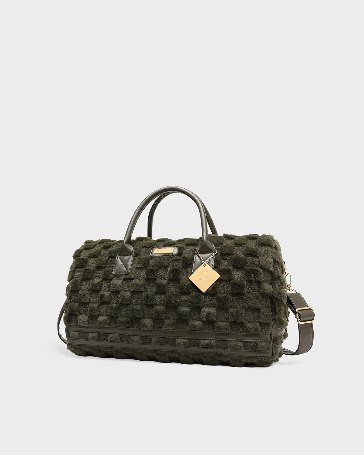 Fluffy Weekender Duffle Bag in Olive