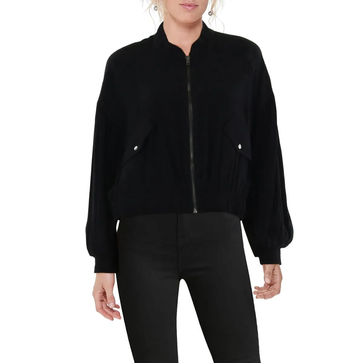 Free People Womens Bishop Sleeve Short Bomber Jacket