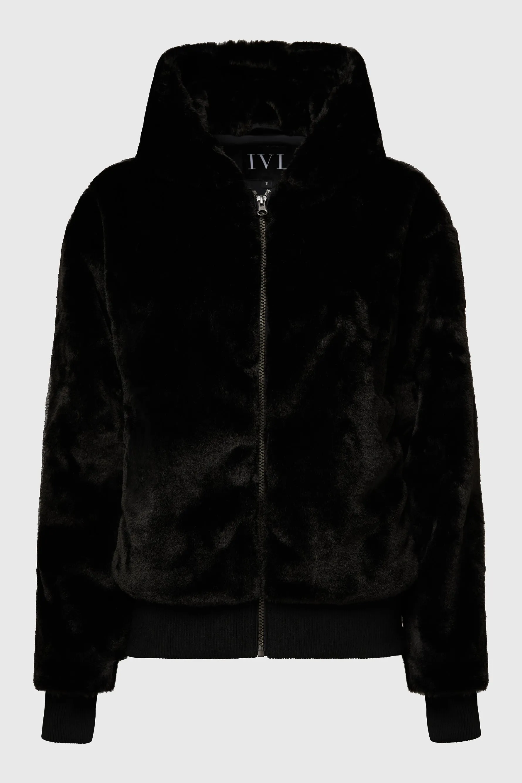 Fur Bomber Jacket - Jet Black