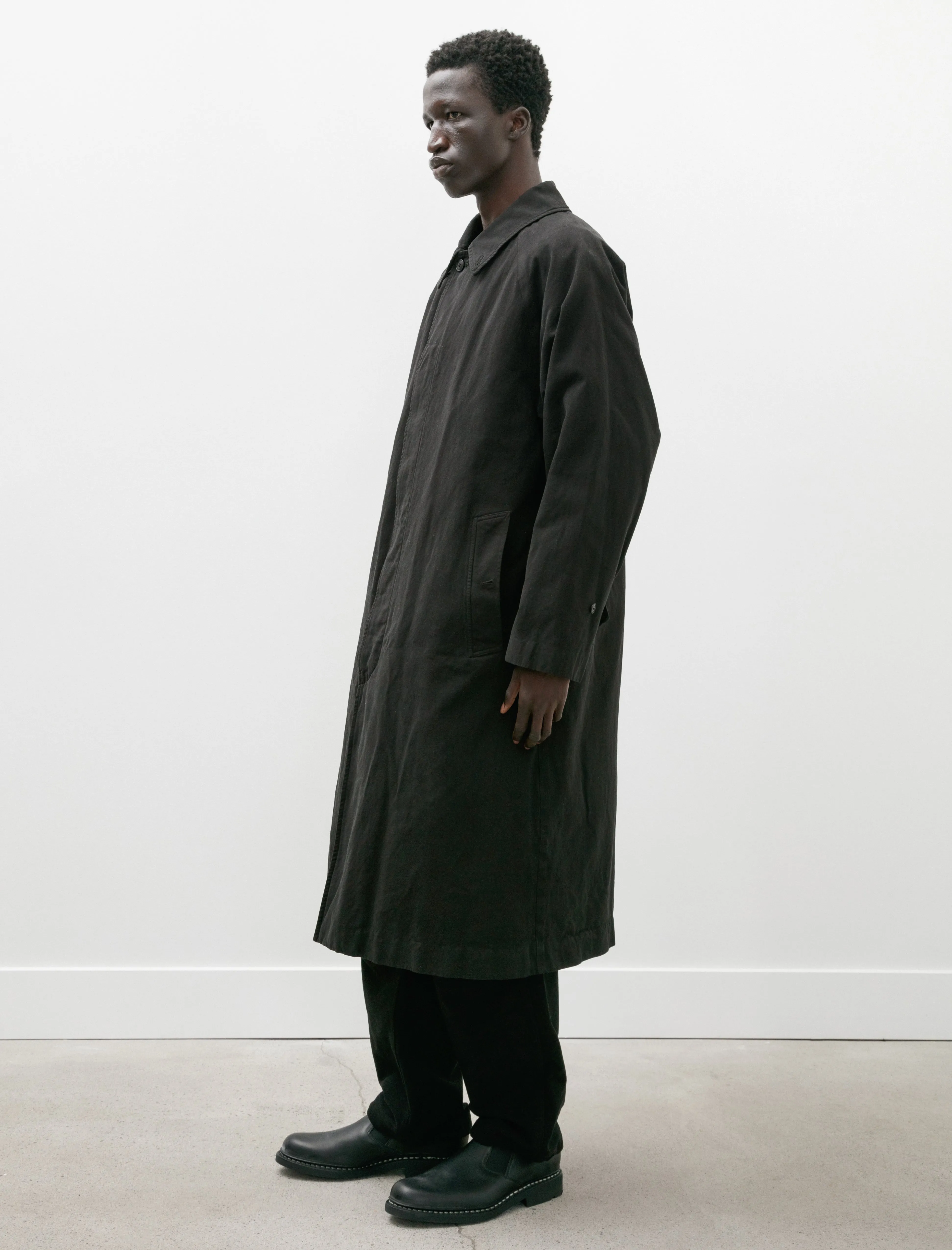 Garment Dyed Bal Collar Coat Black