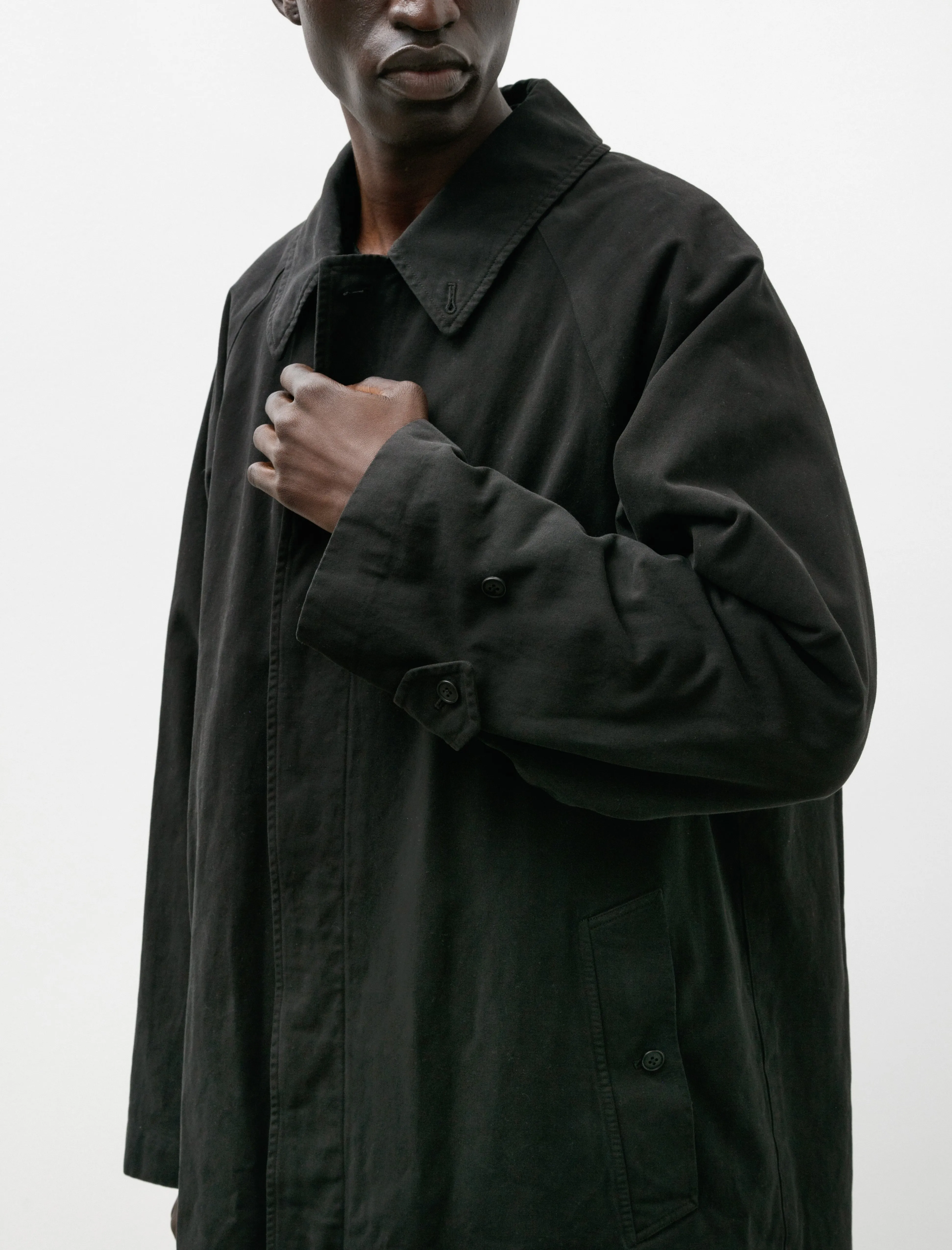 Garment Dyed Bal Collar Coat Black