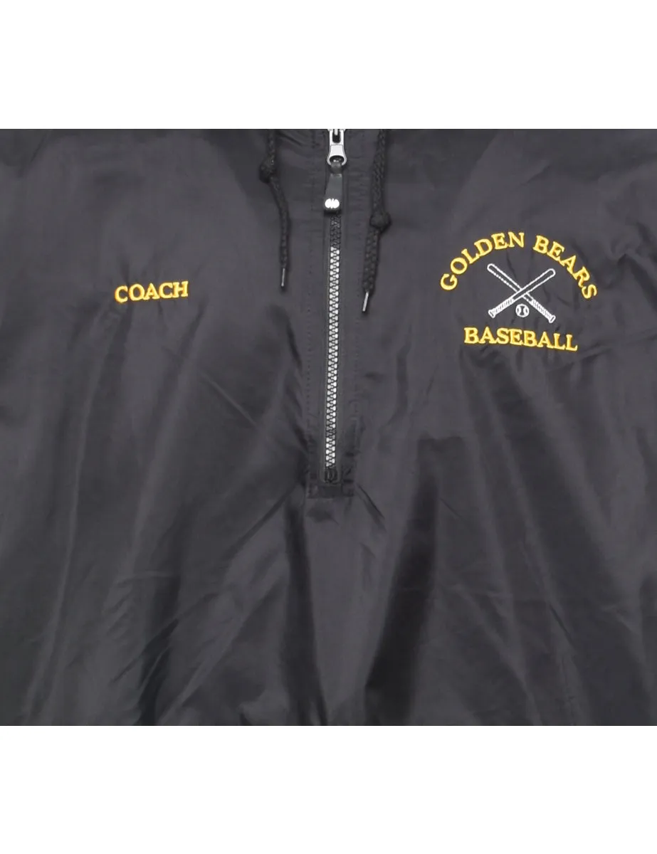 Golden Bears Baseball Quarter-Zip Black & Yellow Bomber Jacket - XL