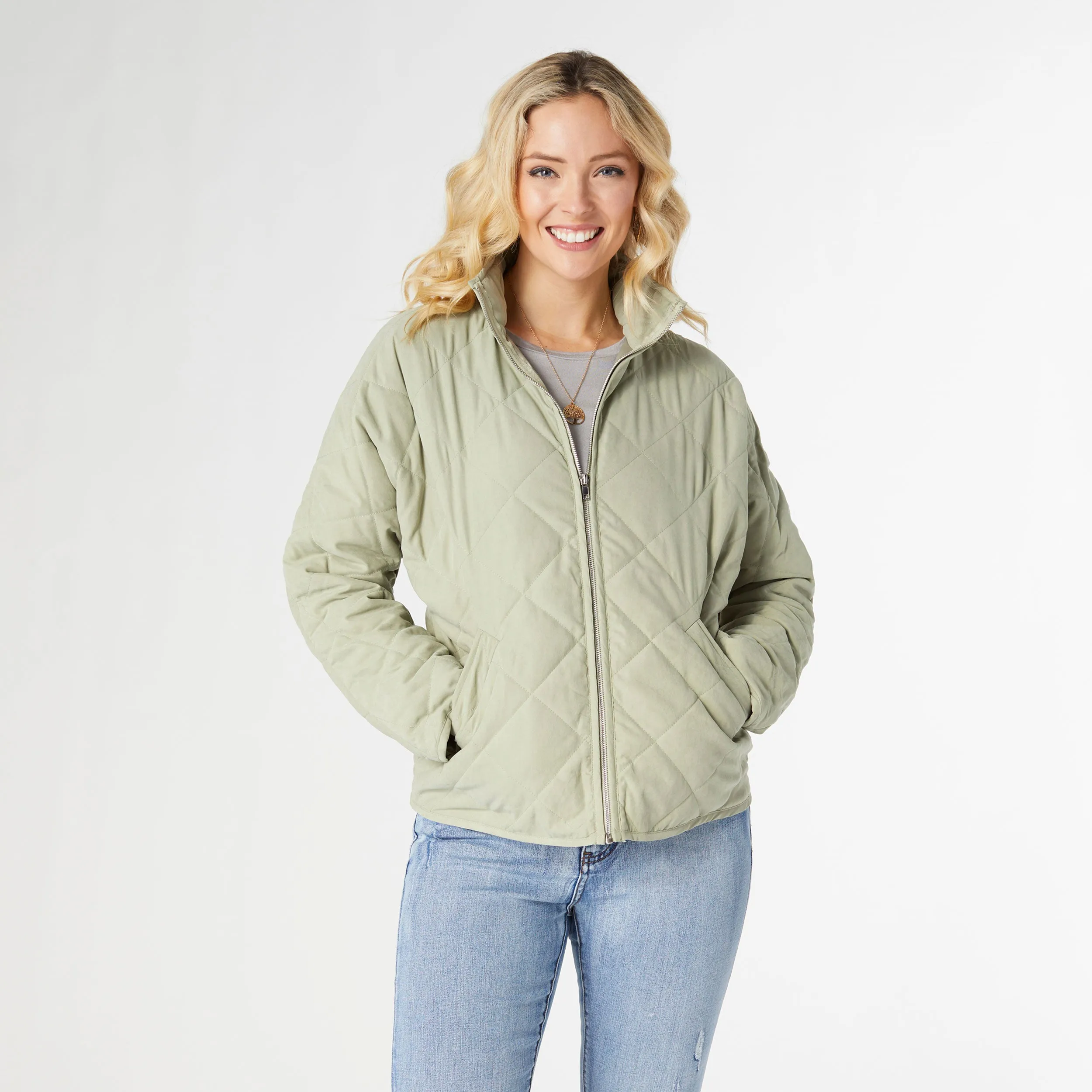 Hadley Diamond Quilted Jacket - Seafoam