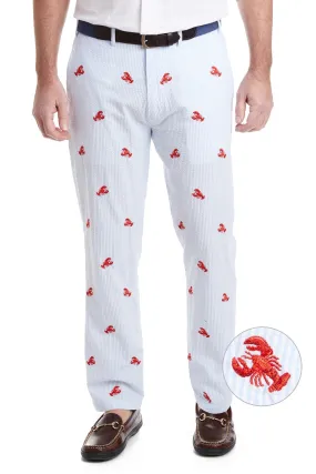 Harbor Pant Blue Seersucker with Lobster