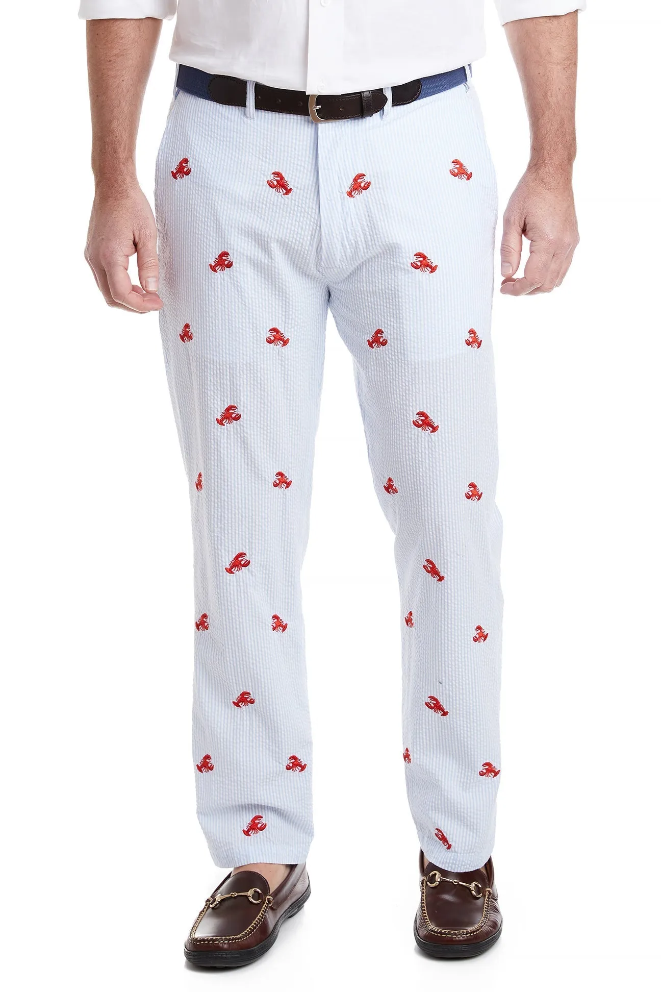 Harbor Pant Blue Seersucker with Lobster