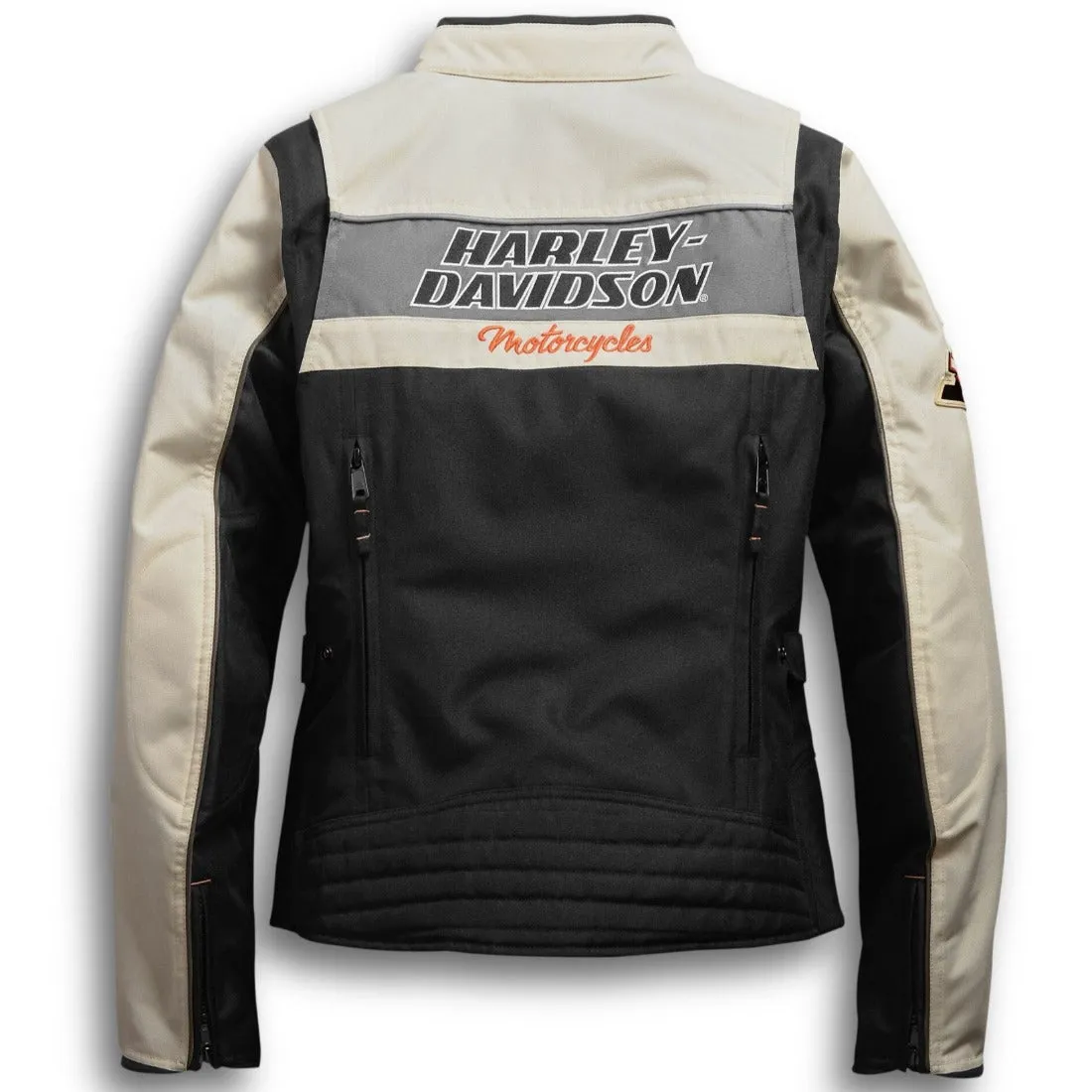 Harley-Davidson Women's Fennimore Riding Colorblocked Functional Jacket, White/Black/Orange 98287-19VW