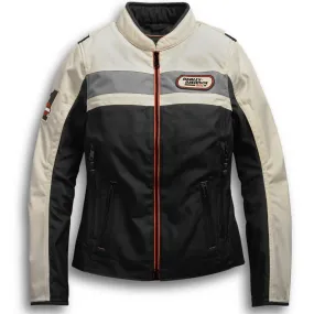 Harley-Davidson Women's Fennimore Riding Colorblocked Functional Jacket, White/Black/Orange 98287-19VW